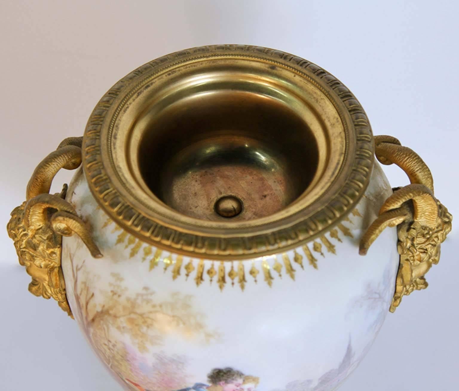 Antique Classical Sevres Urn with Gilt Bronze For Sale 2