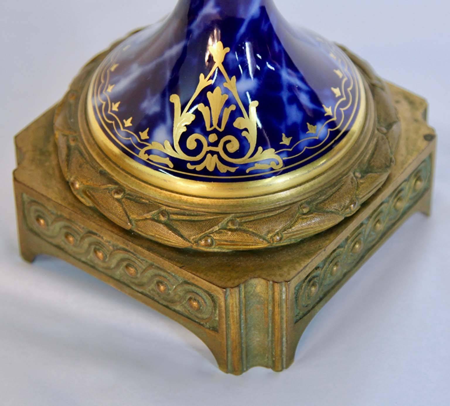 Antique French Figural Bronze Sevres Marbleized Urn For Sale 4