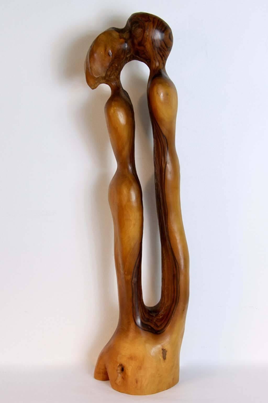 Leon Bronstein Olive Wood Sculpture In Excellent Condition For Sale In Bridport, CT