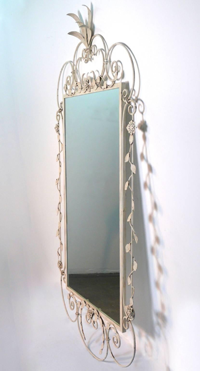 Large-scale mirror. Scrolls and leaves. Wrought Iron, 1940s.