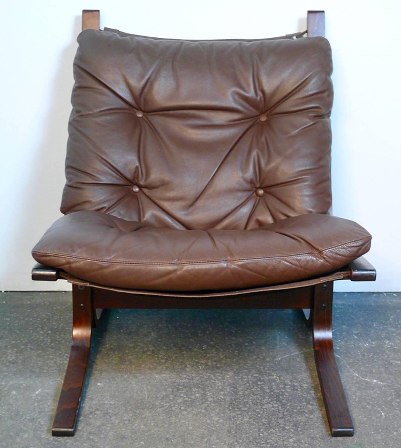 1960s original siesta chair. Very comfortable, original leather and rosewood bentwood sling. Still has Westnofa tag on frame. Overall great condition with minor signs of wear.