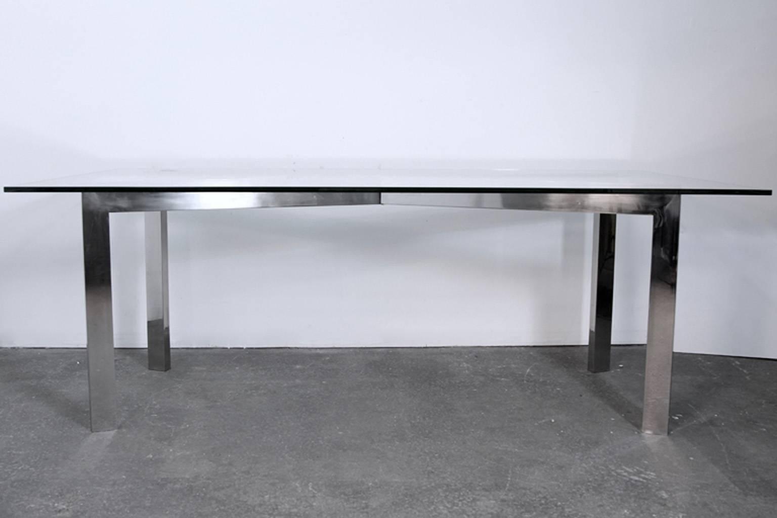 American Mid-Century Modern Chrome X-Base Dining Table or Desk For Sale