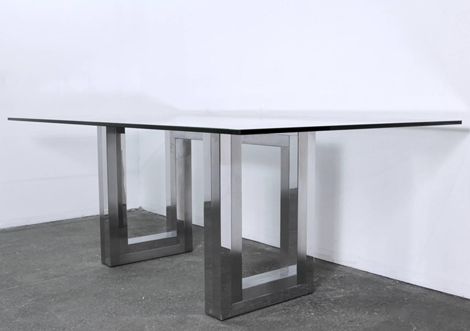 Mid-Century Modern Incredible Mid-Century Chrome Base Dining Table in the Style of Paul Evans Ello For Sale