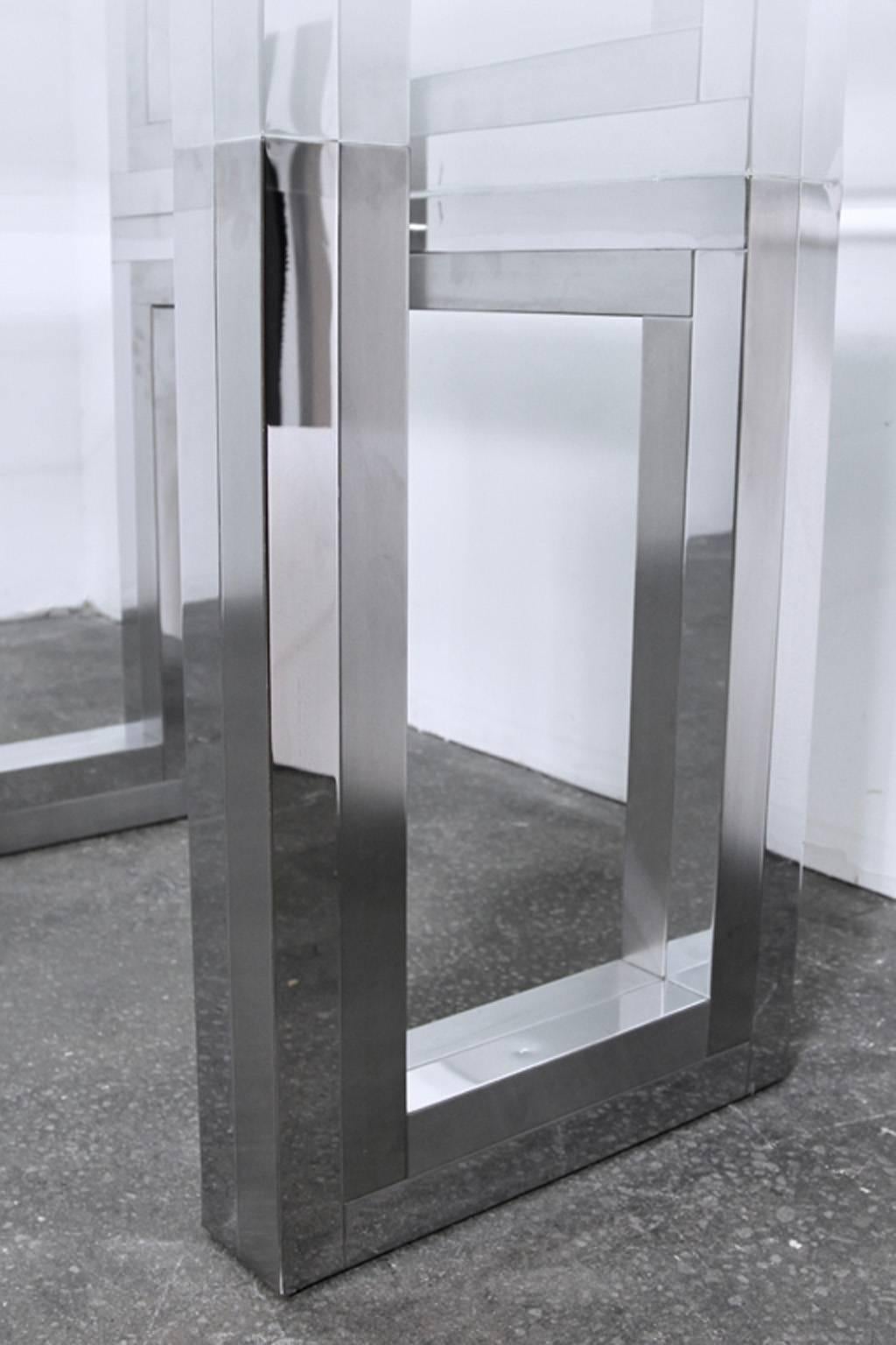 American Incredible Mid-Century Chrome Base Dining Table in the Style of Paul Evans Ello For Sale