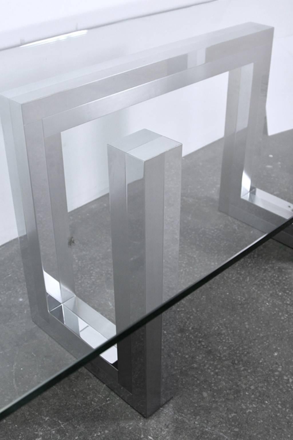Incredible Mid-Century Chrome Base Dining Table in the Style of Paul Evans Ello In Good Condition For Sale In Bridport, CT