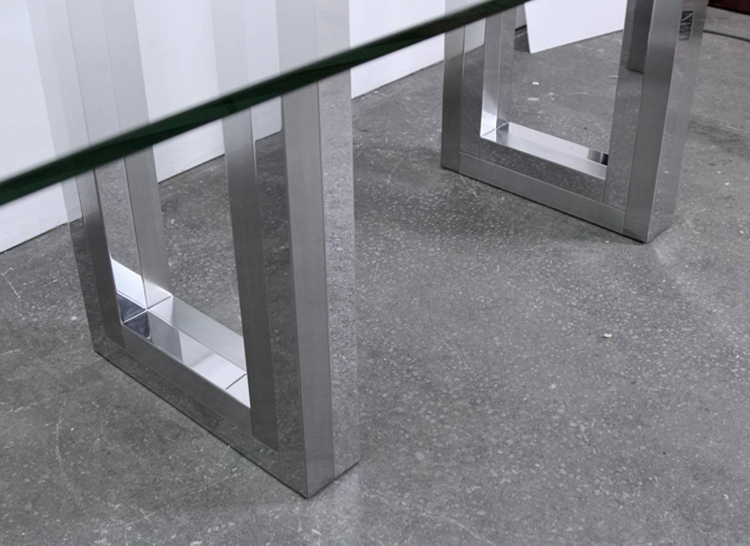 Late 20th Century Incredible Mid-Century Chrome Base Dining Table in the Style of Paul Evans Ello For Sale