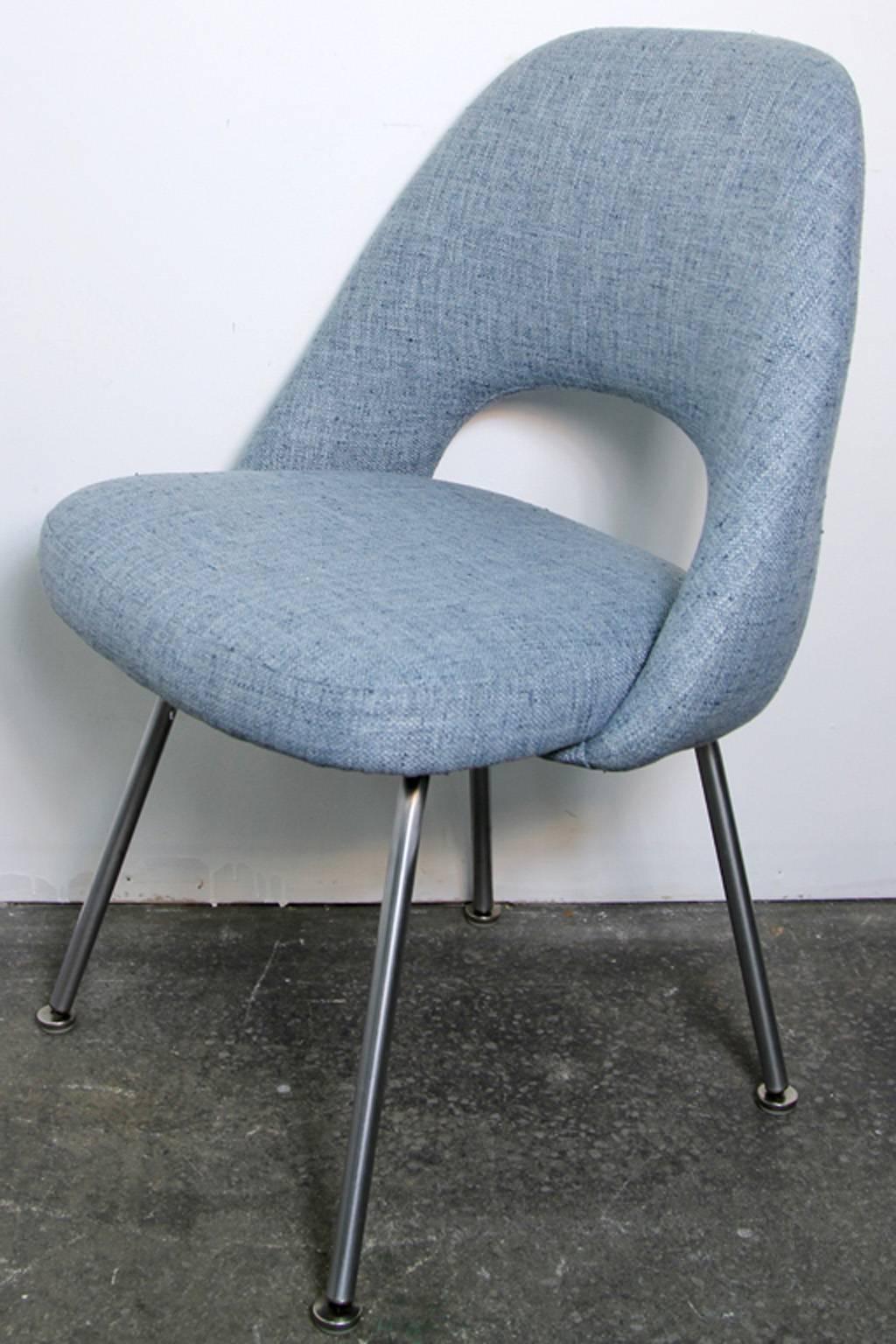 Steel Eero Saarinen Executive Side Chairs Newly Upholstered for Knoll