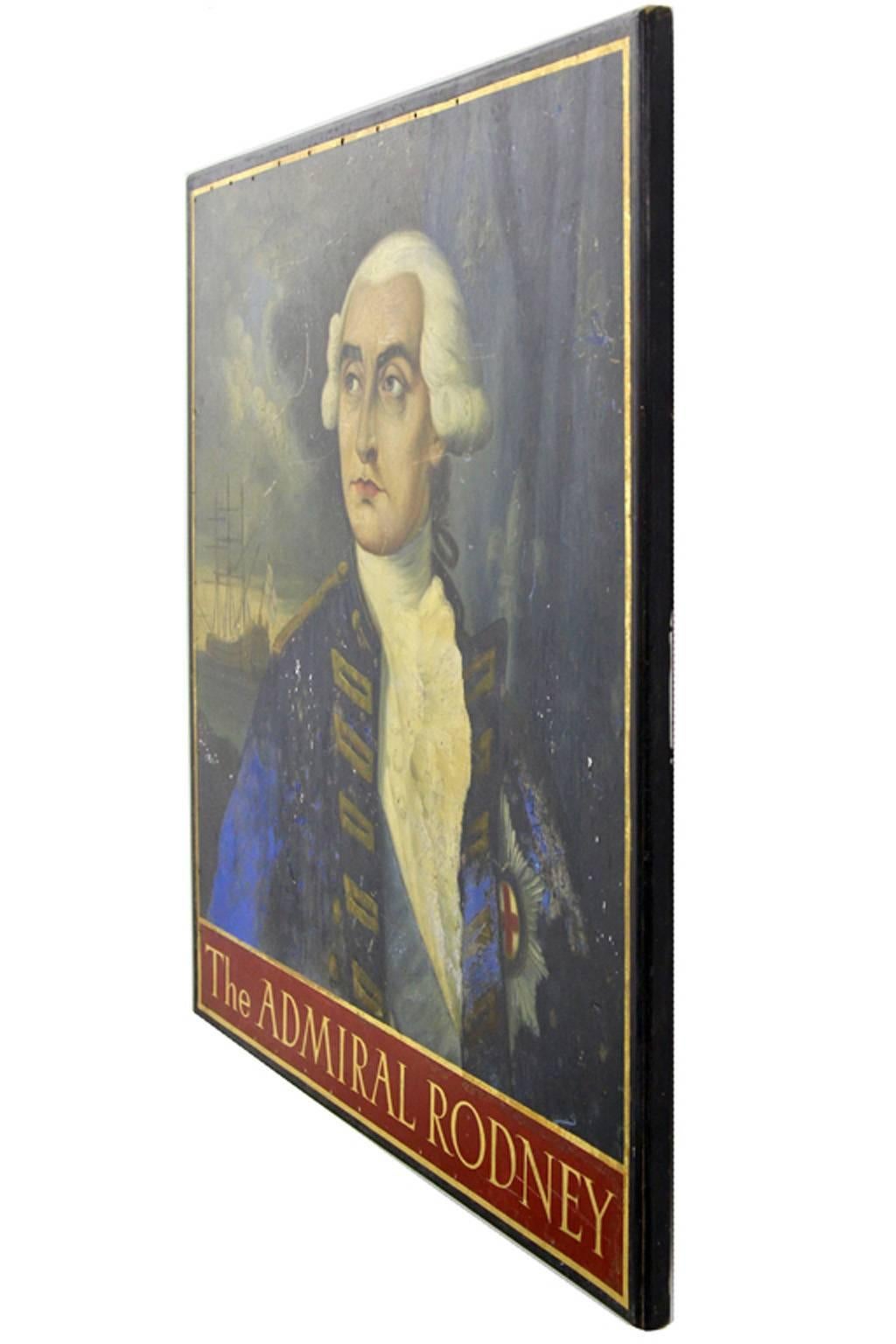 Admiral Rodney Oil Portrait Sign For Sale 3