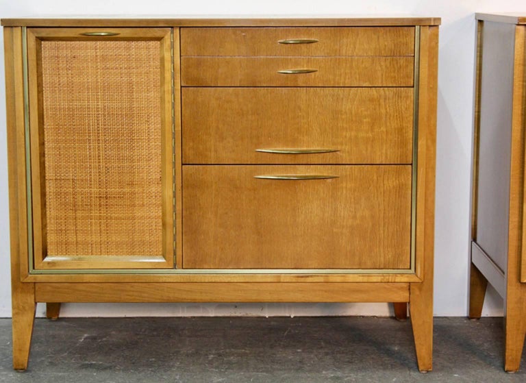 Pair Of Midcentury Chests With Brass Detail For Sale At 1stdibs