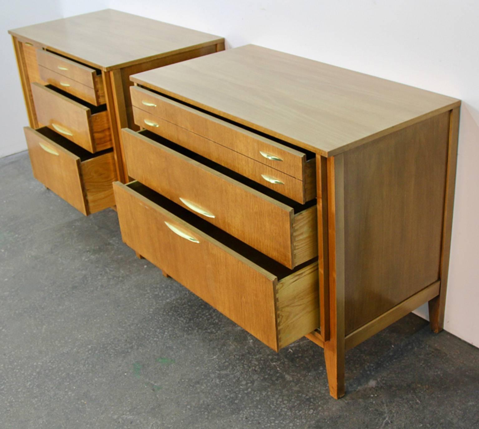 Pair of Midcentury Chests with Brass Detail For Sale 2