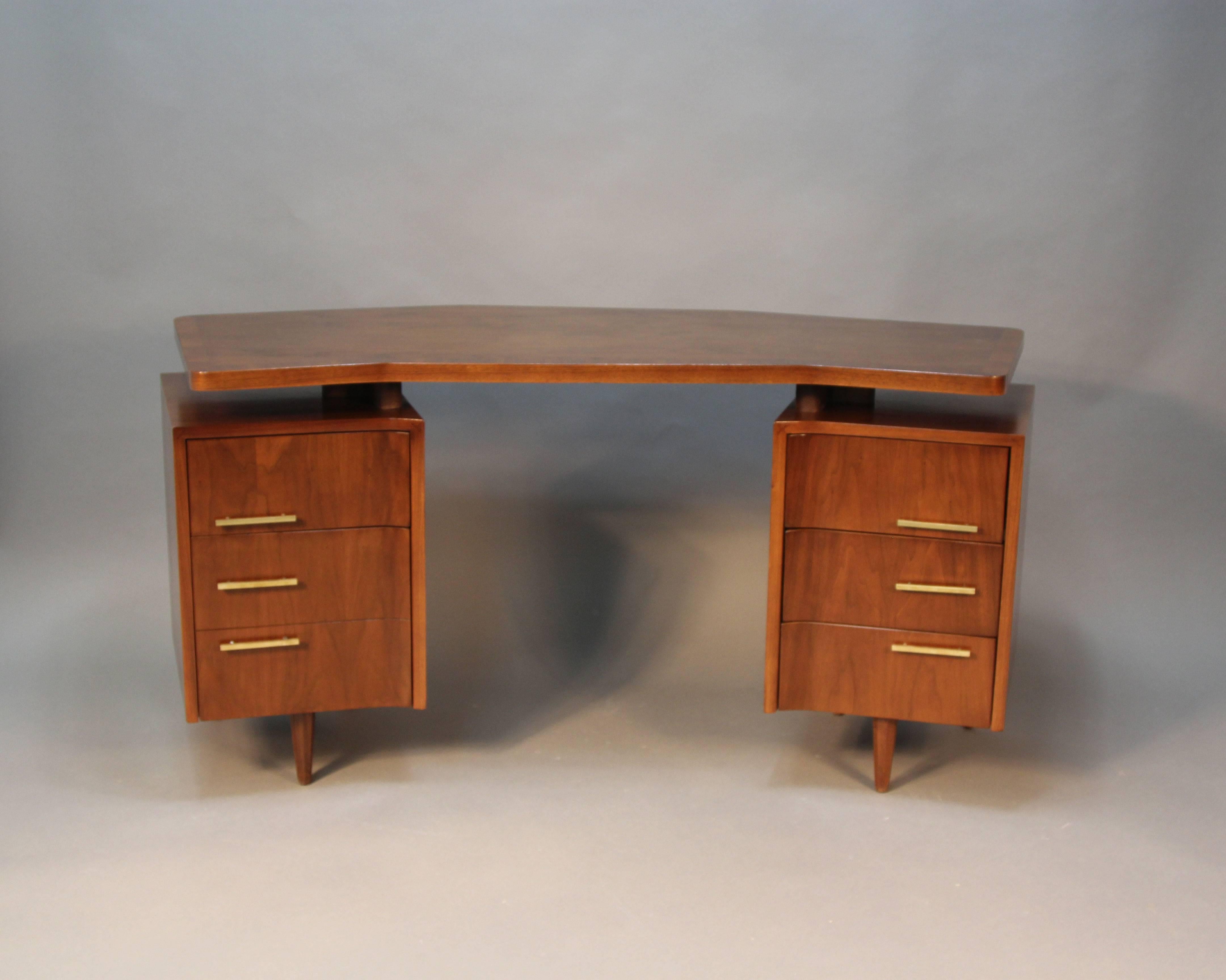 Mid-Century Modern Mid-Century Floating Top Desk with Brass Hardware