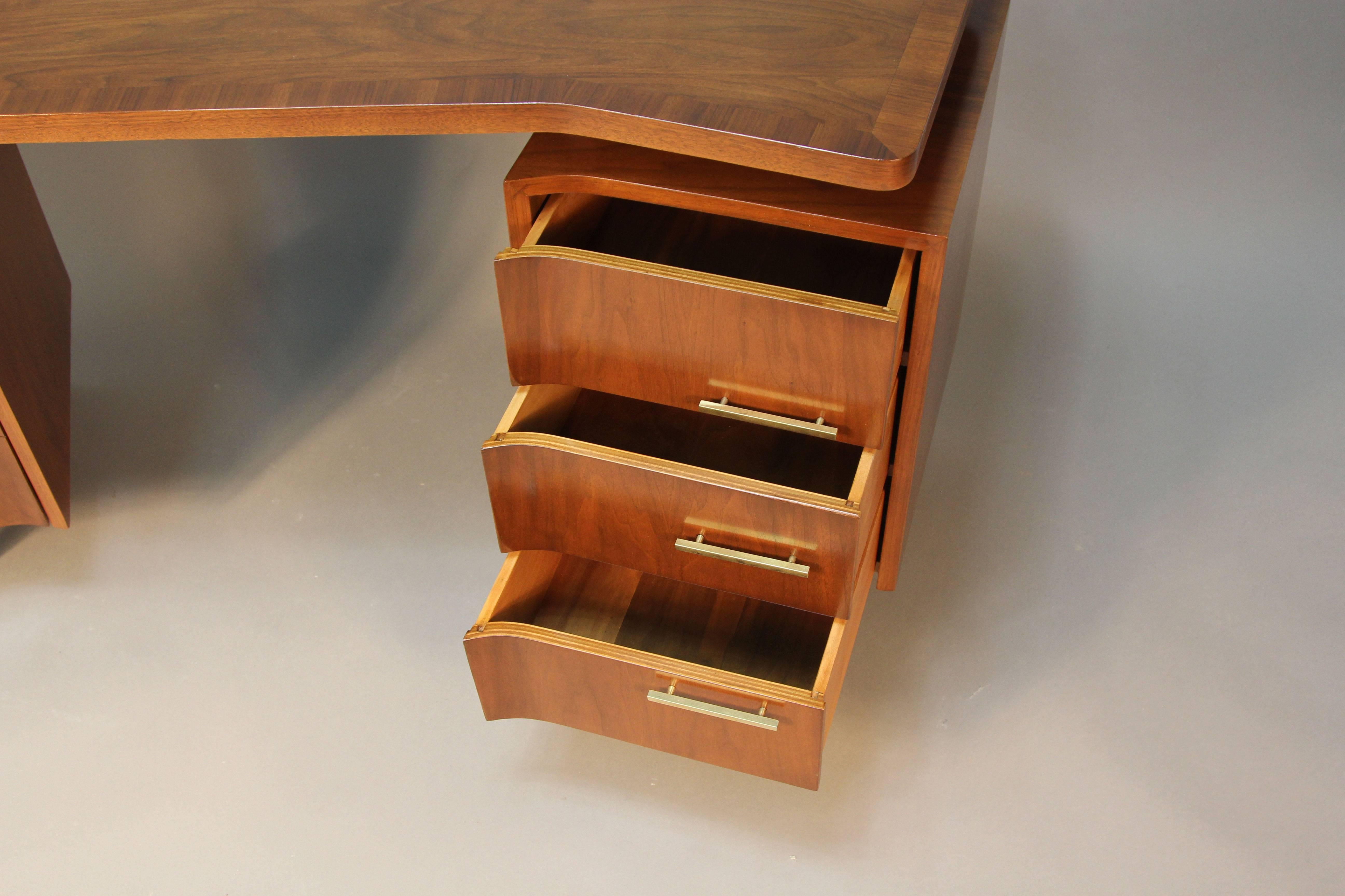 Mid-Century Floating Top Desk with Brass Hardware 2