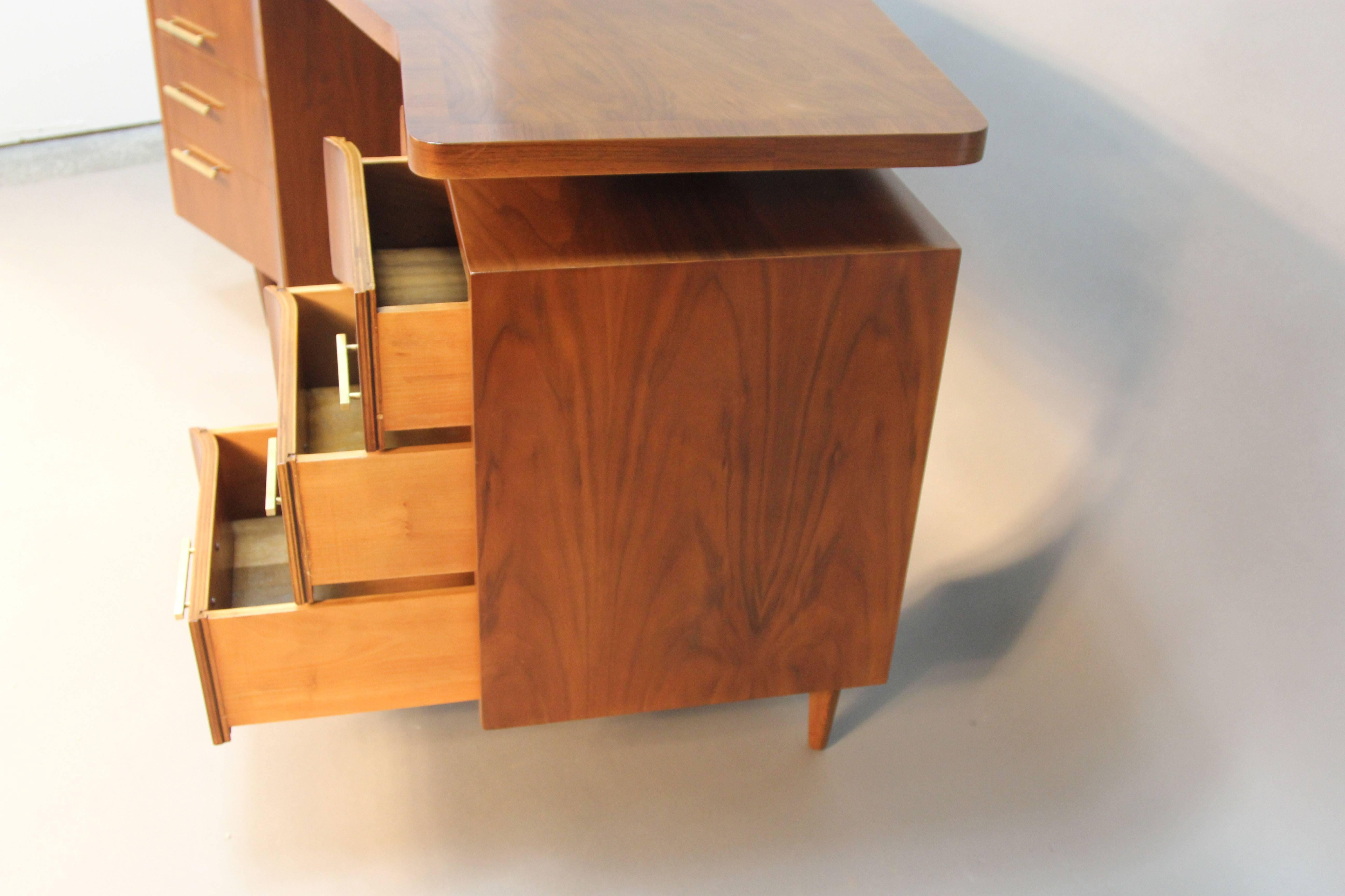 Mid-Century Floating Top Desk with Brass Hardware 3