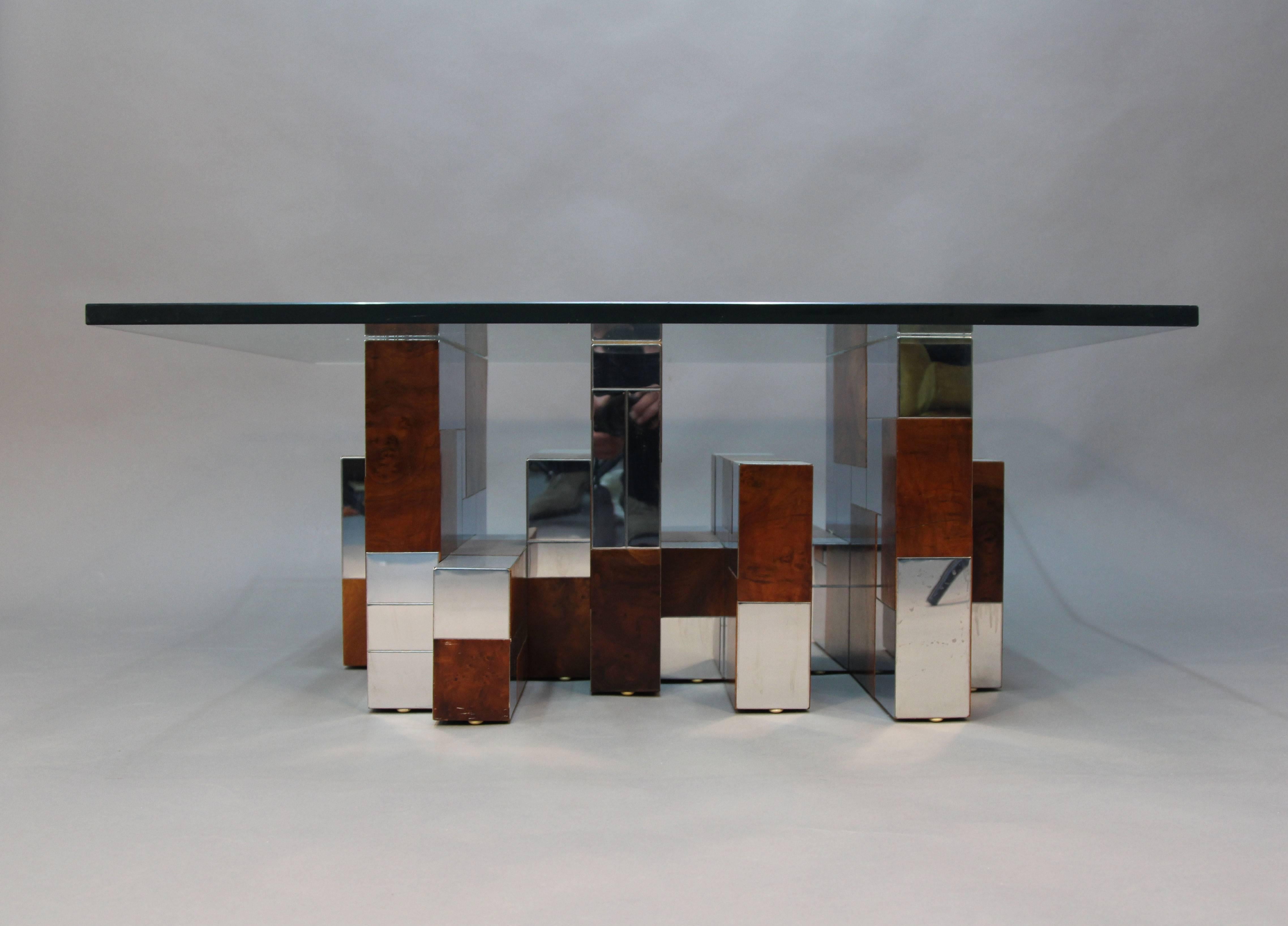 Paul Evans Burl Wood and Chrome Cityscape Coffee Table 2