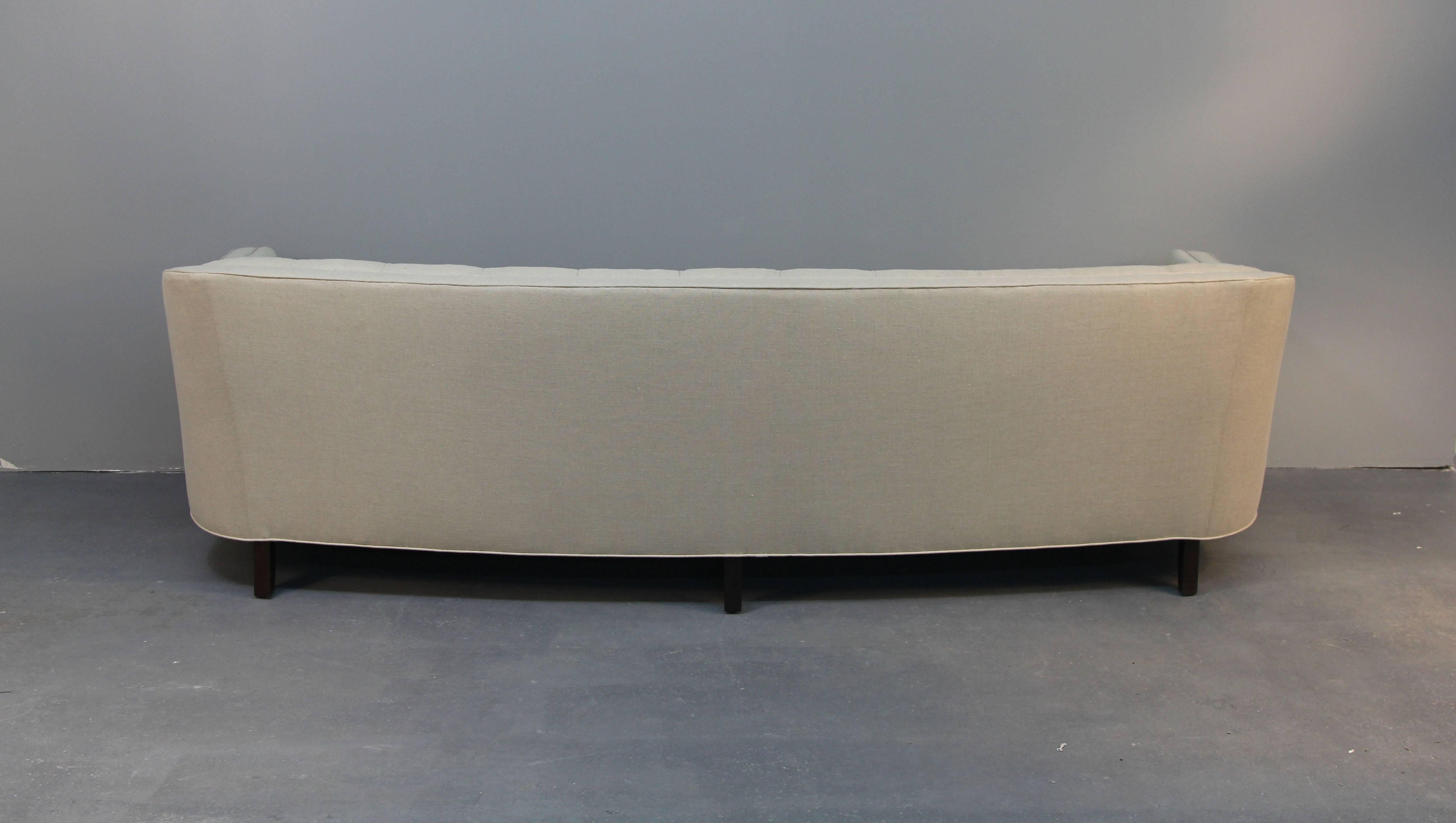 Late 20th Century Midcentury Rounded Back Sofa with Button Tufting For Sale