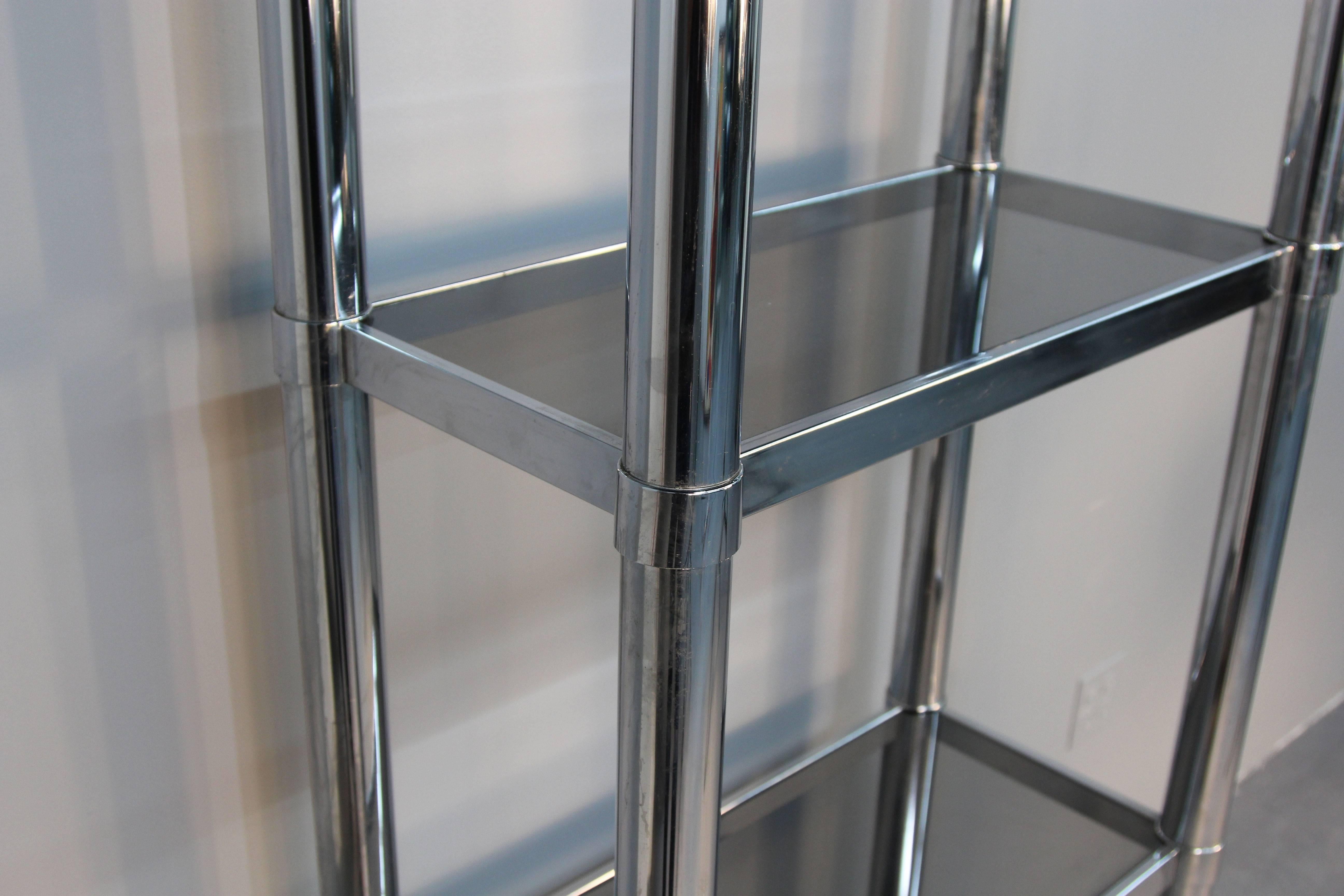 chrome etagere glass shelves