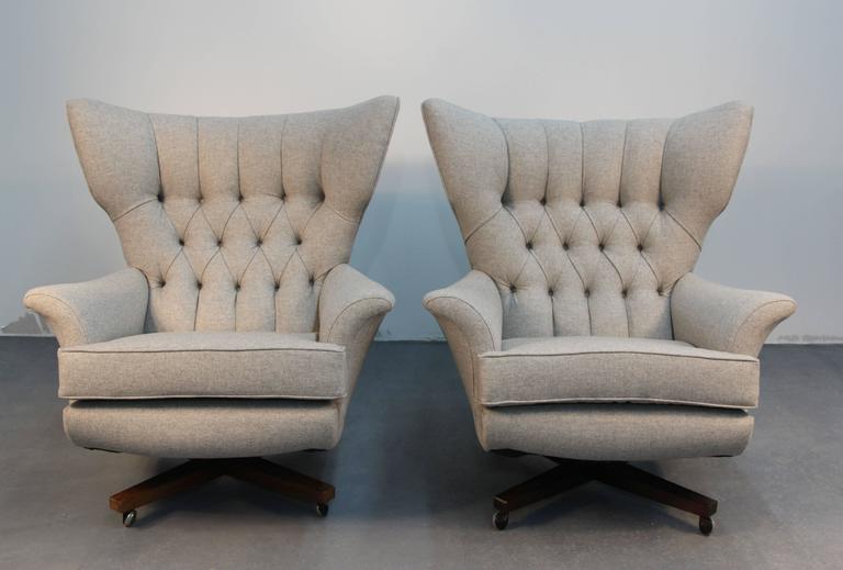 Pair Of G Plan Blofeld Lounge Chairs With Matching Ottomans At 1stdibs