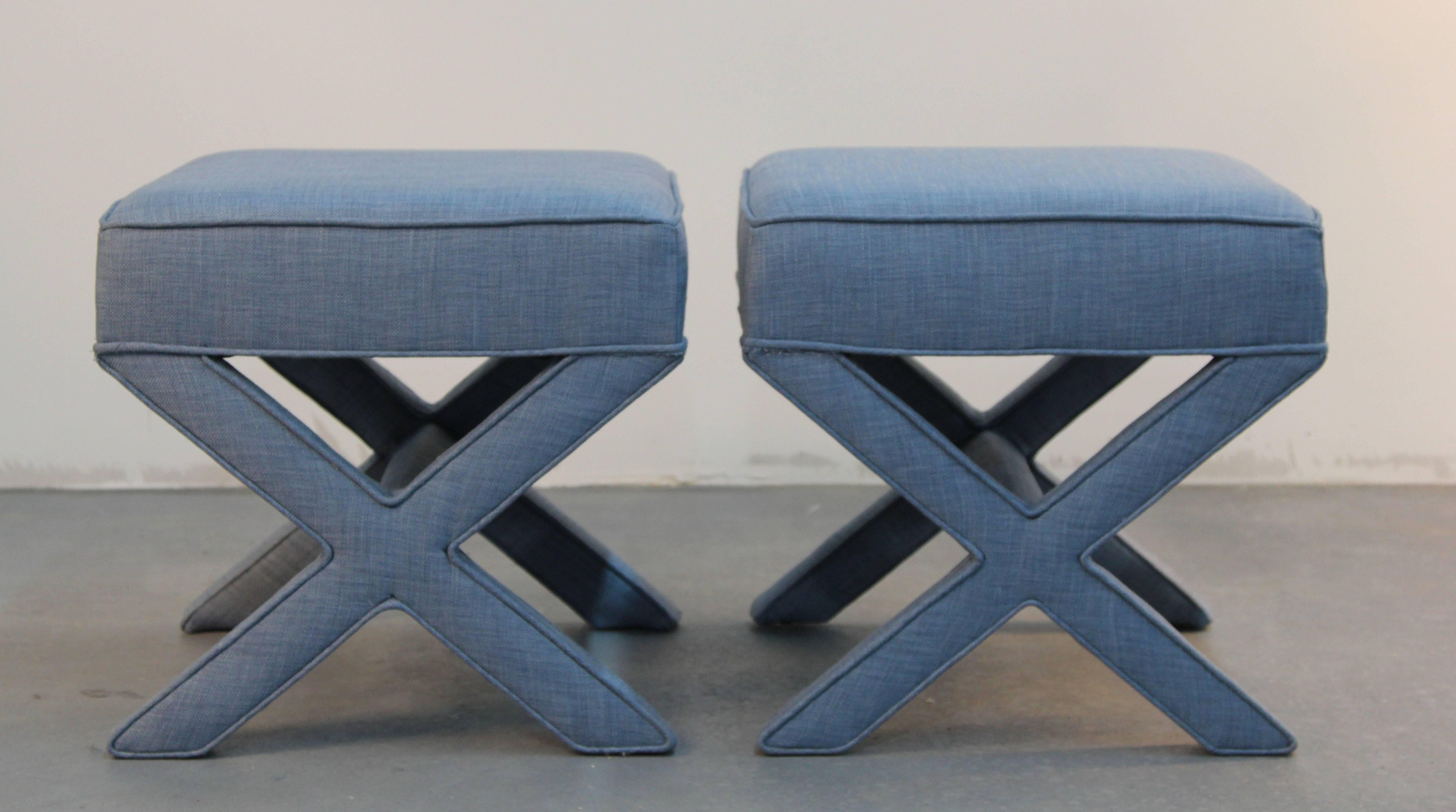 Pair of Custom Upholstered X Benches at 1stDibs custom x bench