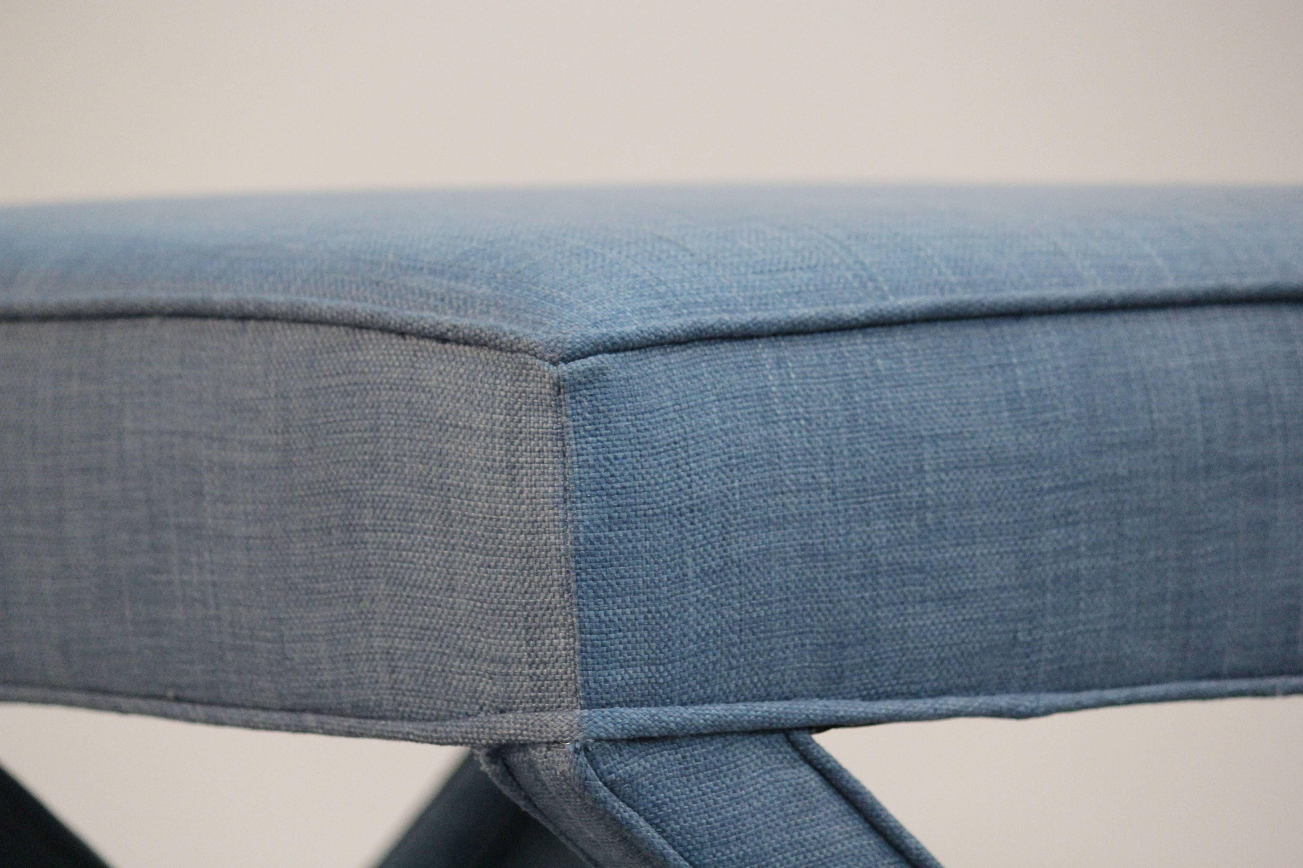 Contemporary Pair of Custom Upholstered X Benches