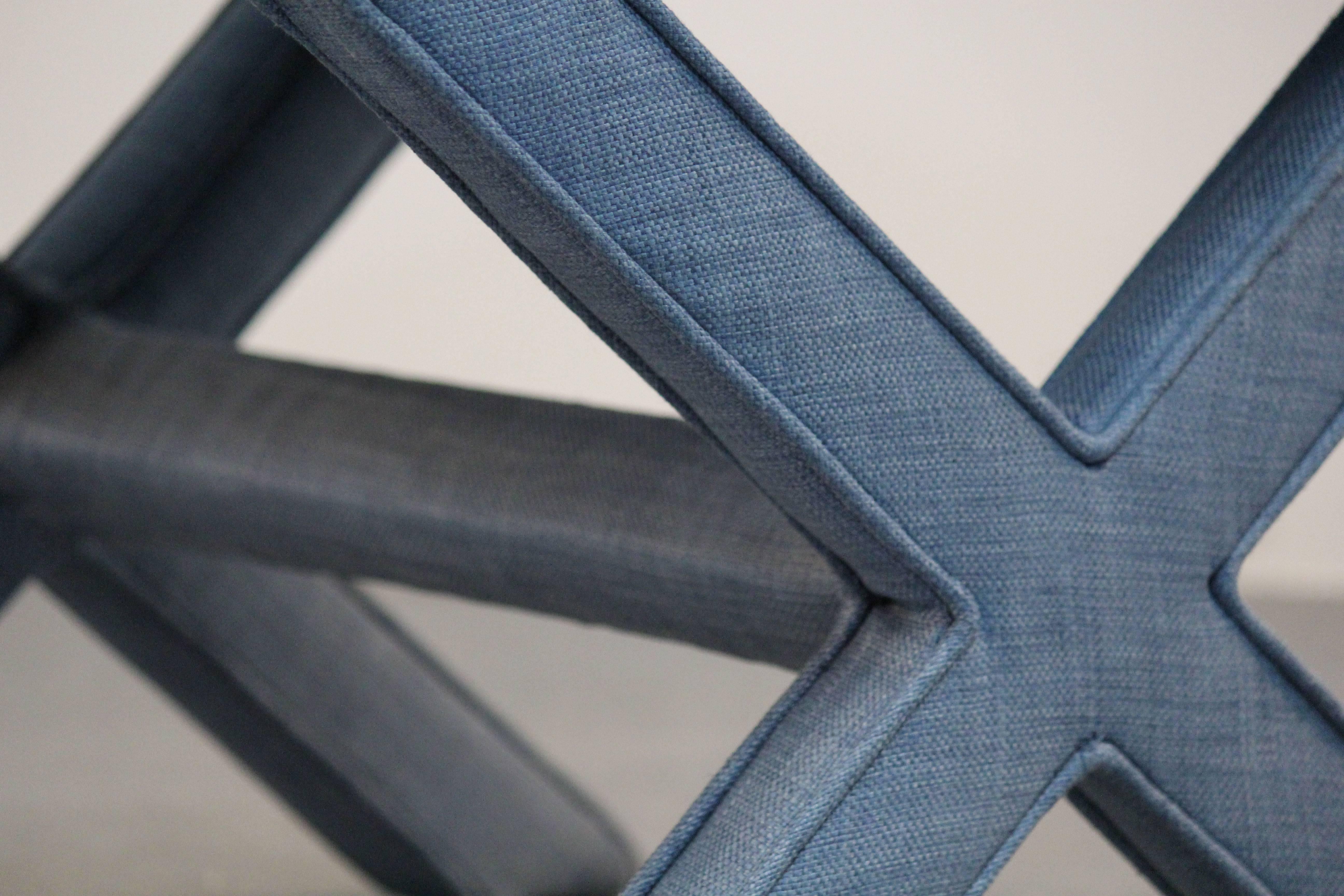 American Pair of Custom Upholstered X Benches