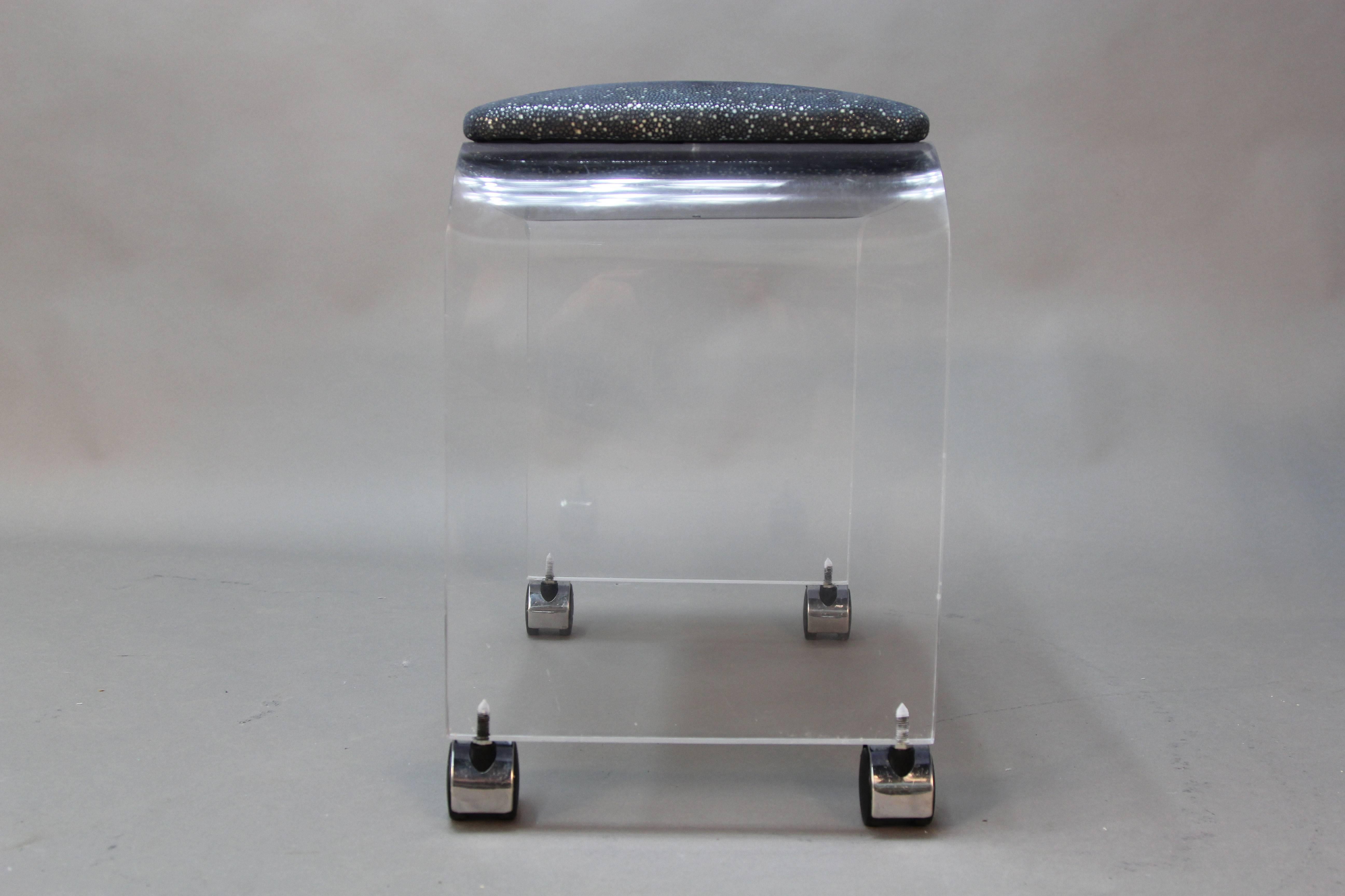 American Assembled Pair of Lucite Stools  For Sale