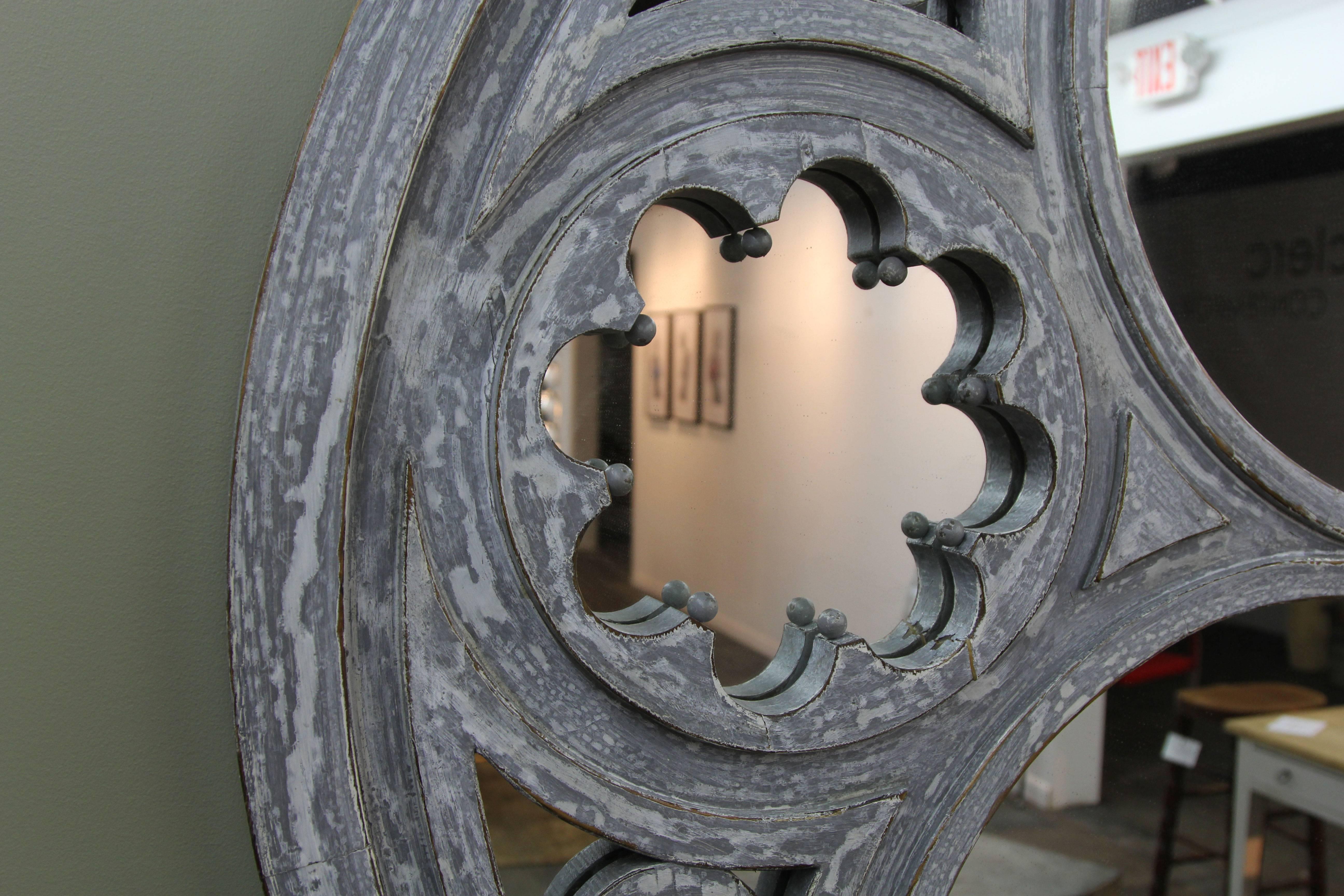 French Style Two Tone Grey and White Mirror For Sale 1