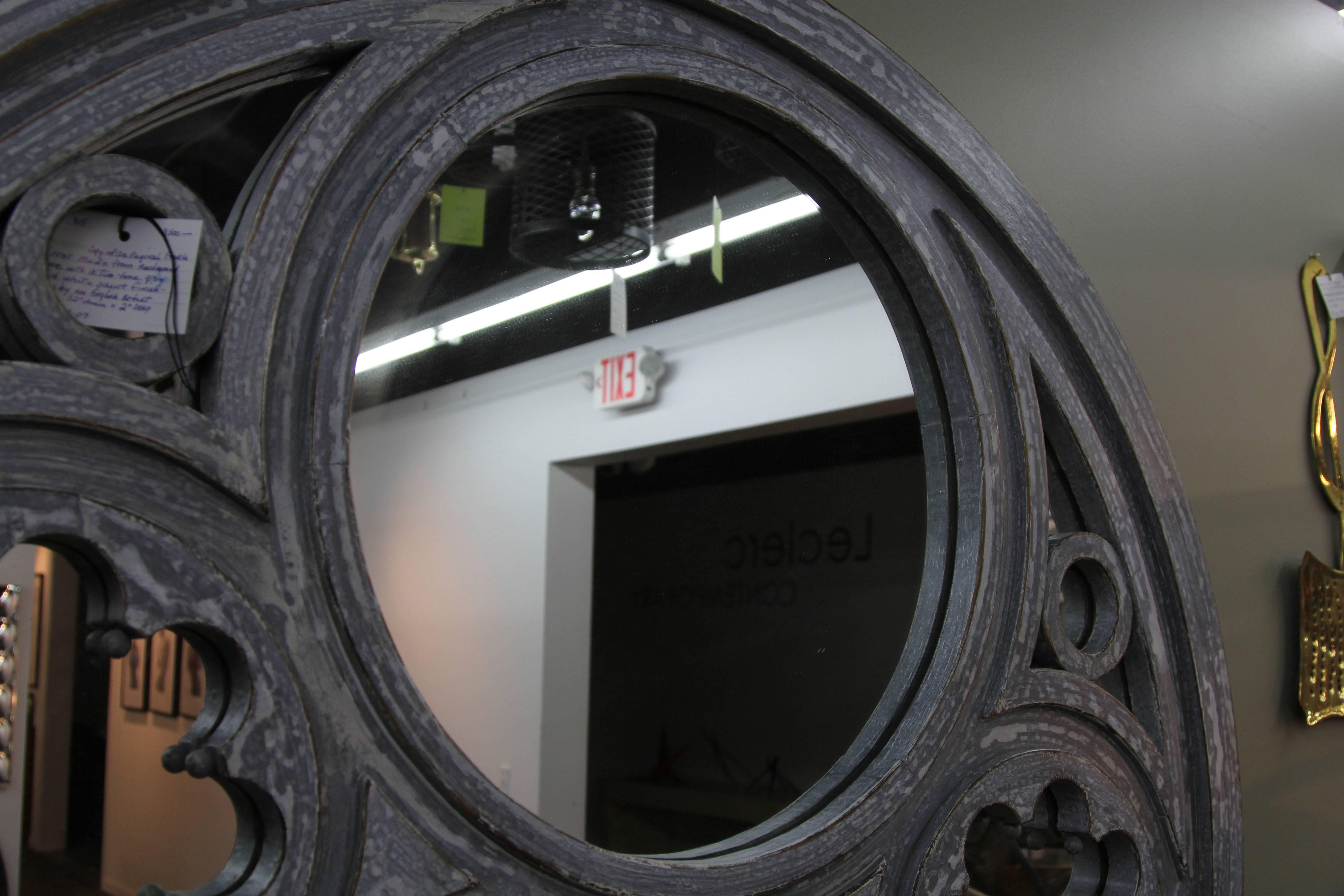 French Style Two Tone Grey and White Mirror In Excellent Condition For Sale In Bridport, CT