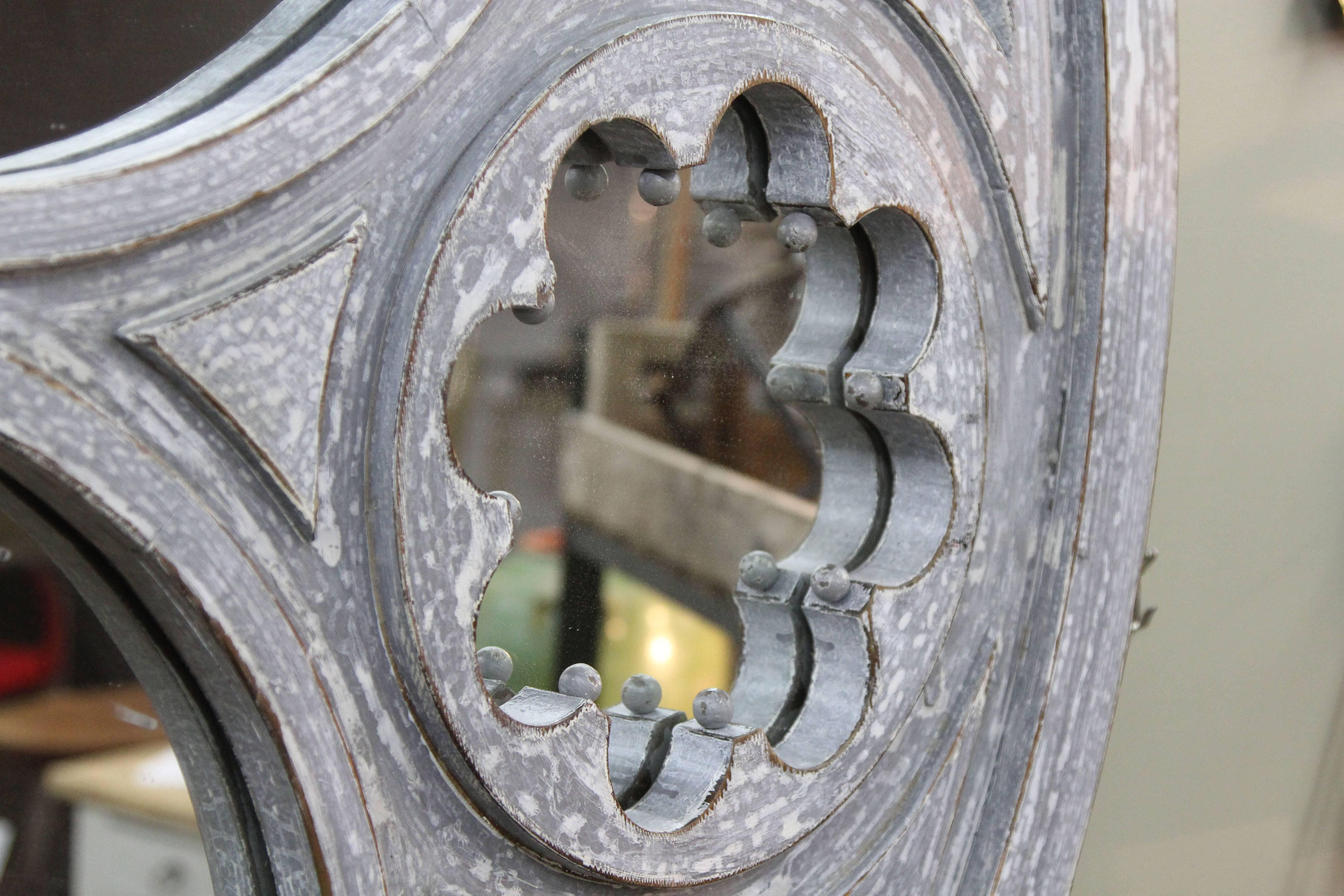 Late 20th Century French Style Two Tone Grey and White Mirror For Sale