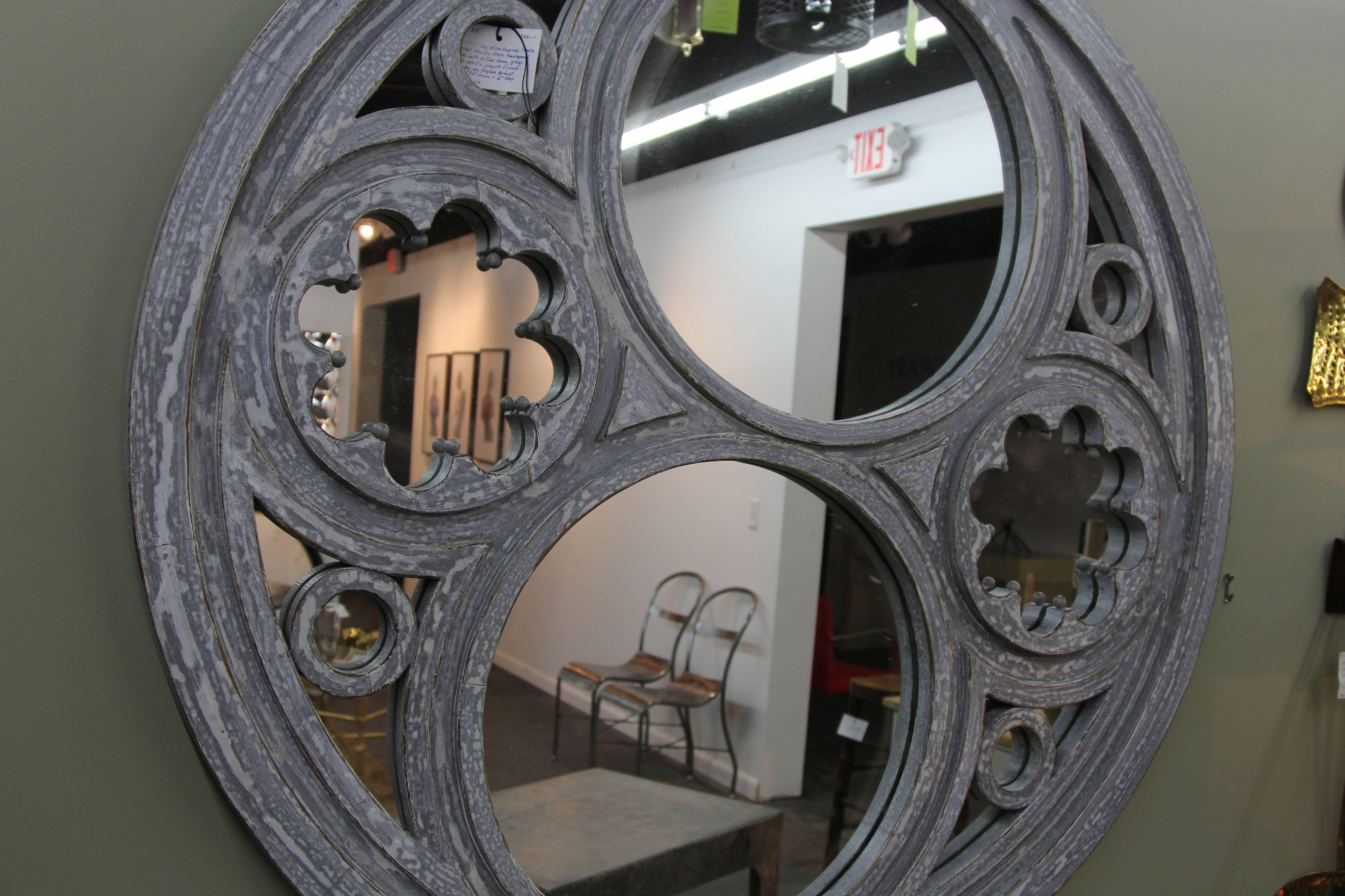 Industrial French Style Two Tone Grey and White Mirror For Sale