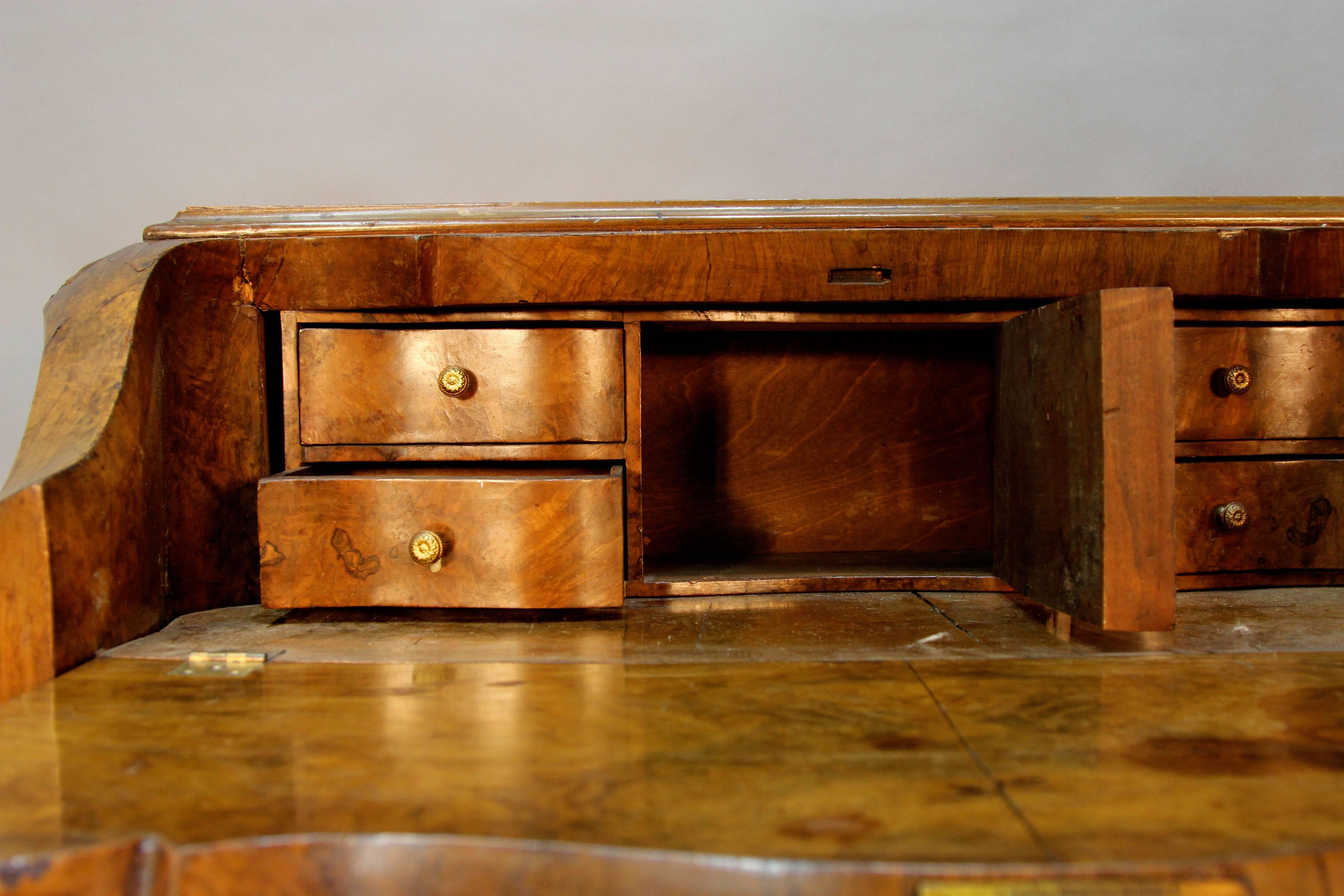 French Burled Walnut Wood Secretary and Two-Drawer Chest 1