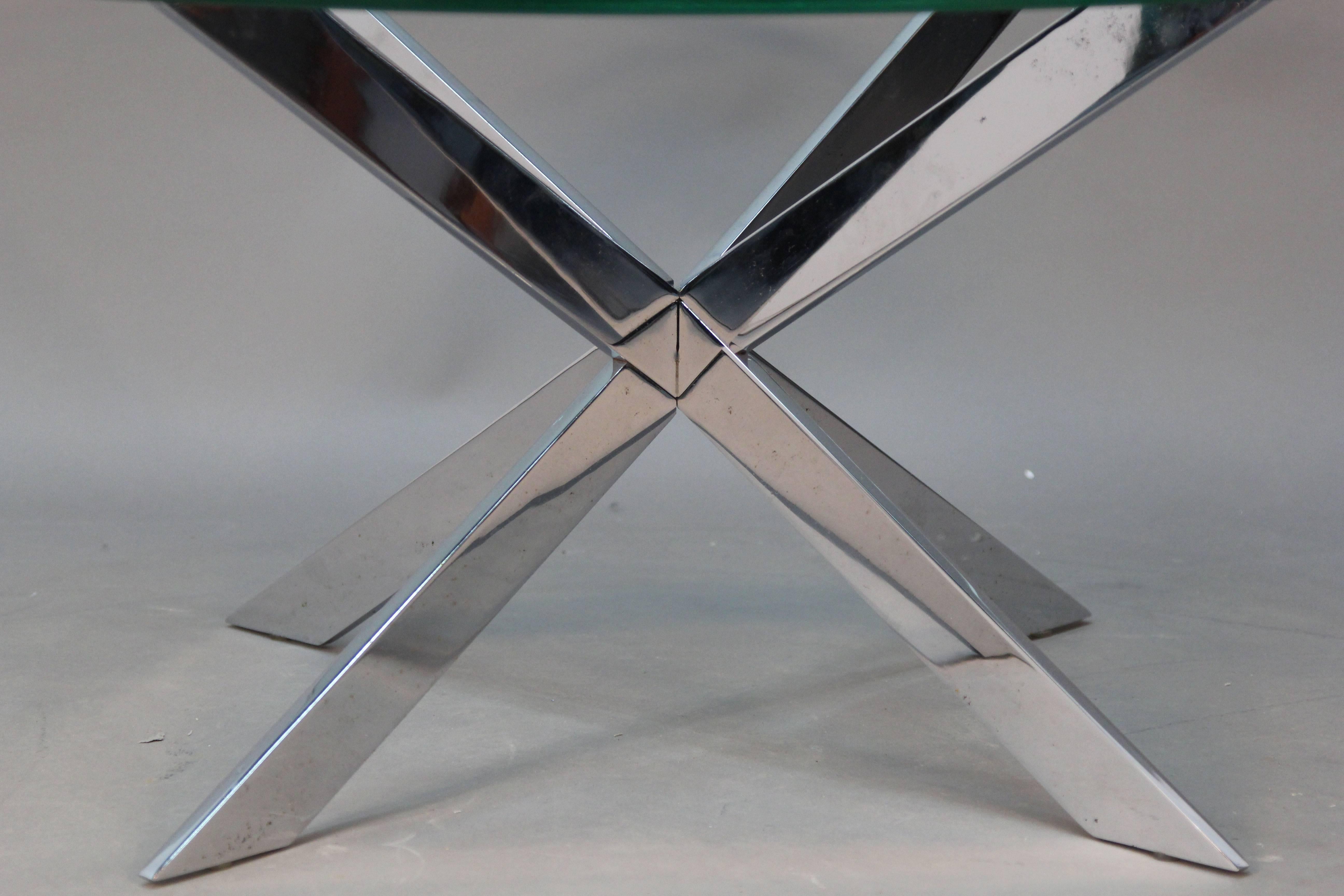 Mid-20th Century Leon Rosen for Pace Chrome Star X Base Coffee Table