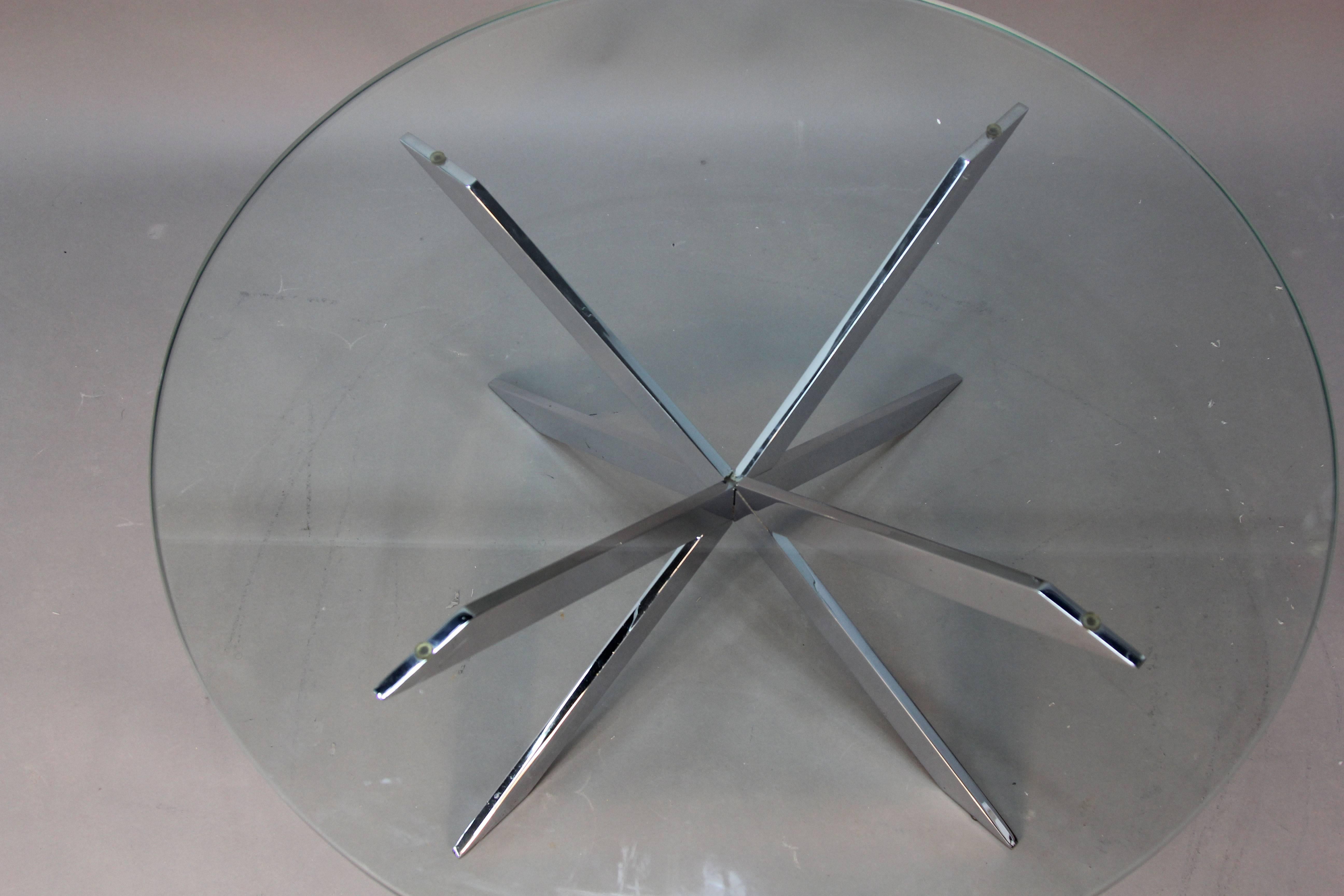 Leon Rosen for Pace Chrome Star X Base Coffee Table In Excellent Condition In Bridport, CT
