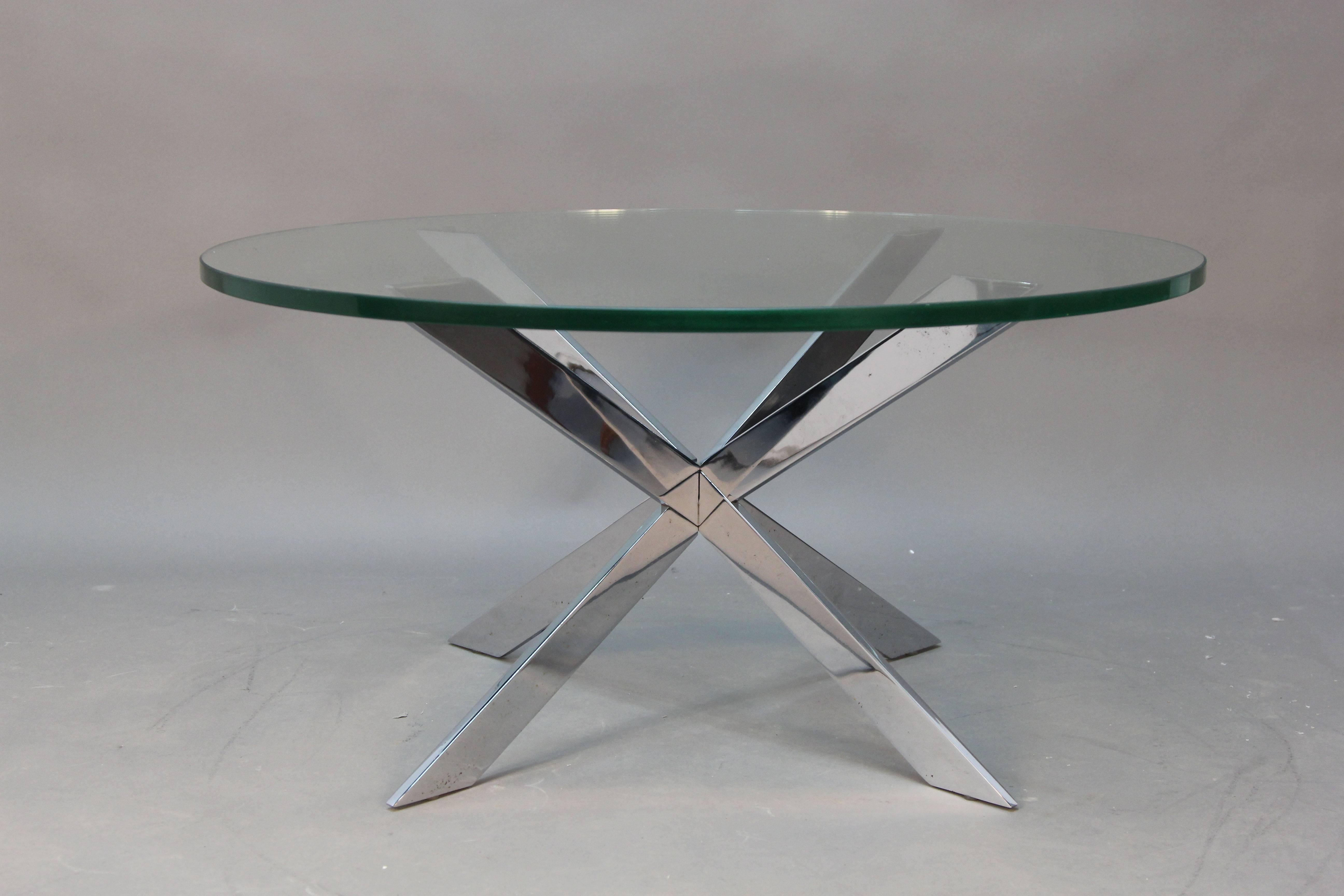 Mid-Century Modern Leon Rosen for Pace Chrome Star X Base Coffee Table
