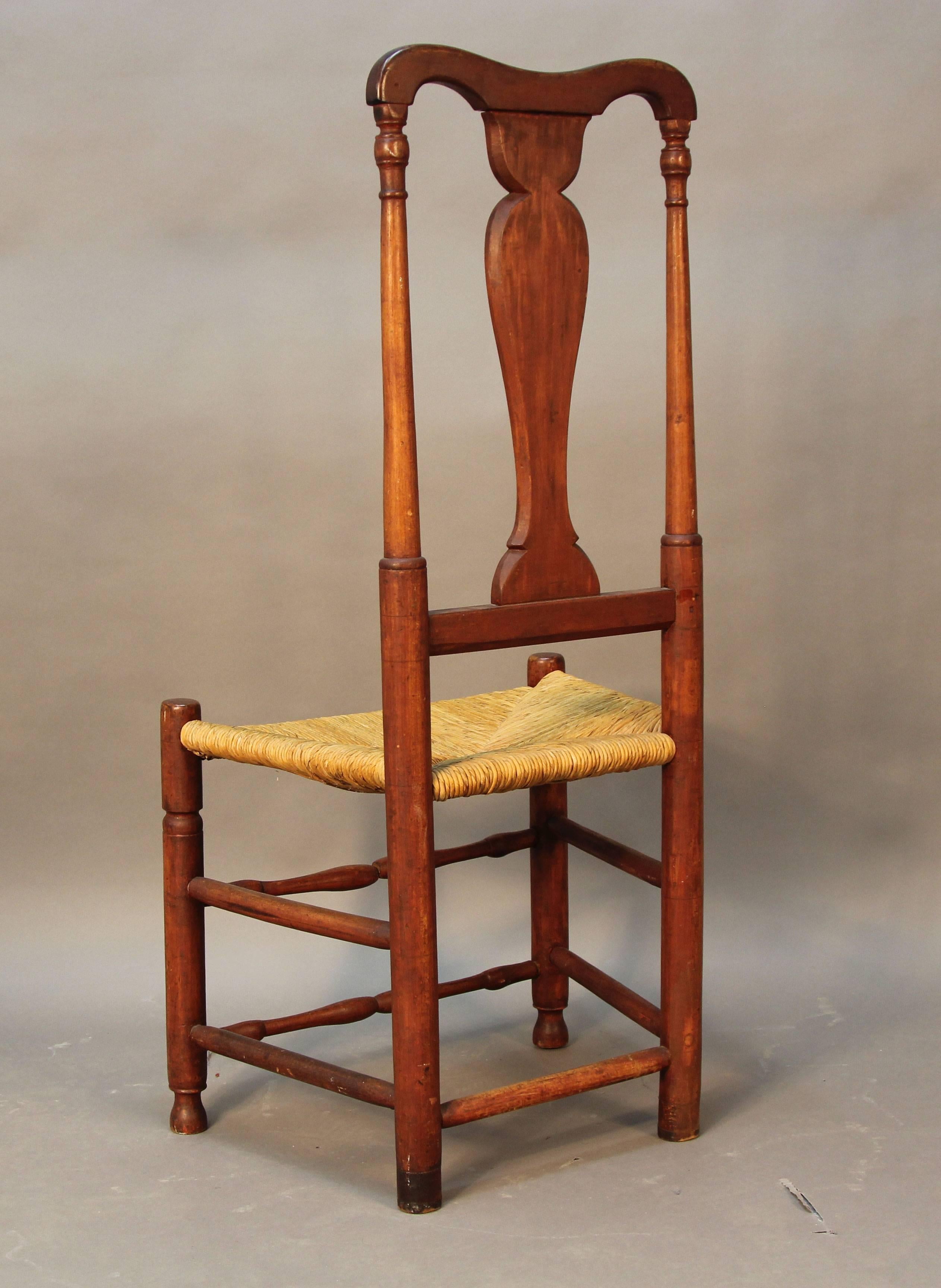Set of Eight Early CT Country Queen Anne Chairs For Sale 4