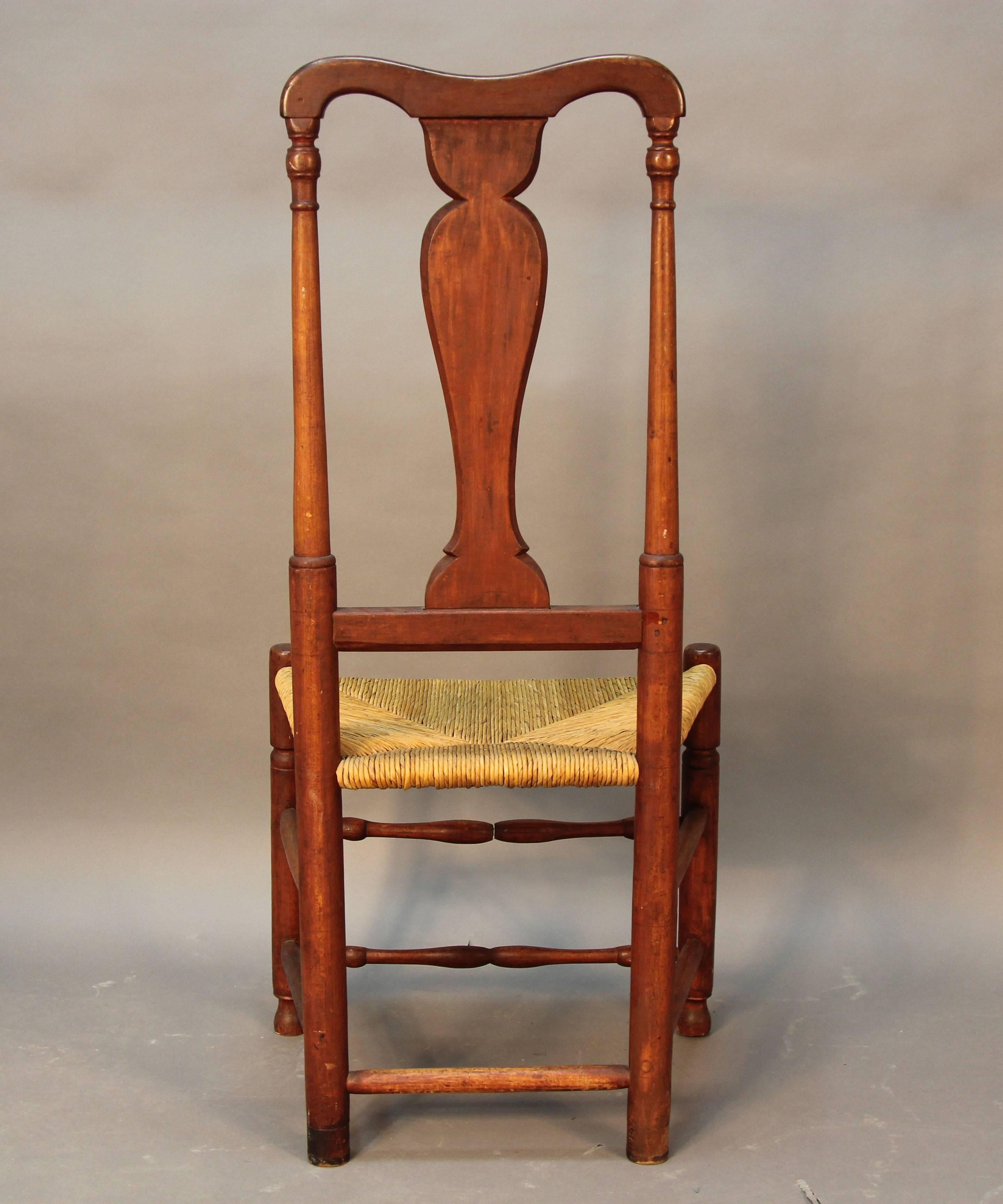 Set of Eight Early CT Country Queen Anne Chairs For Sale 5