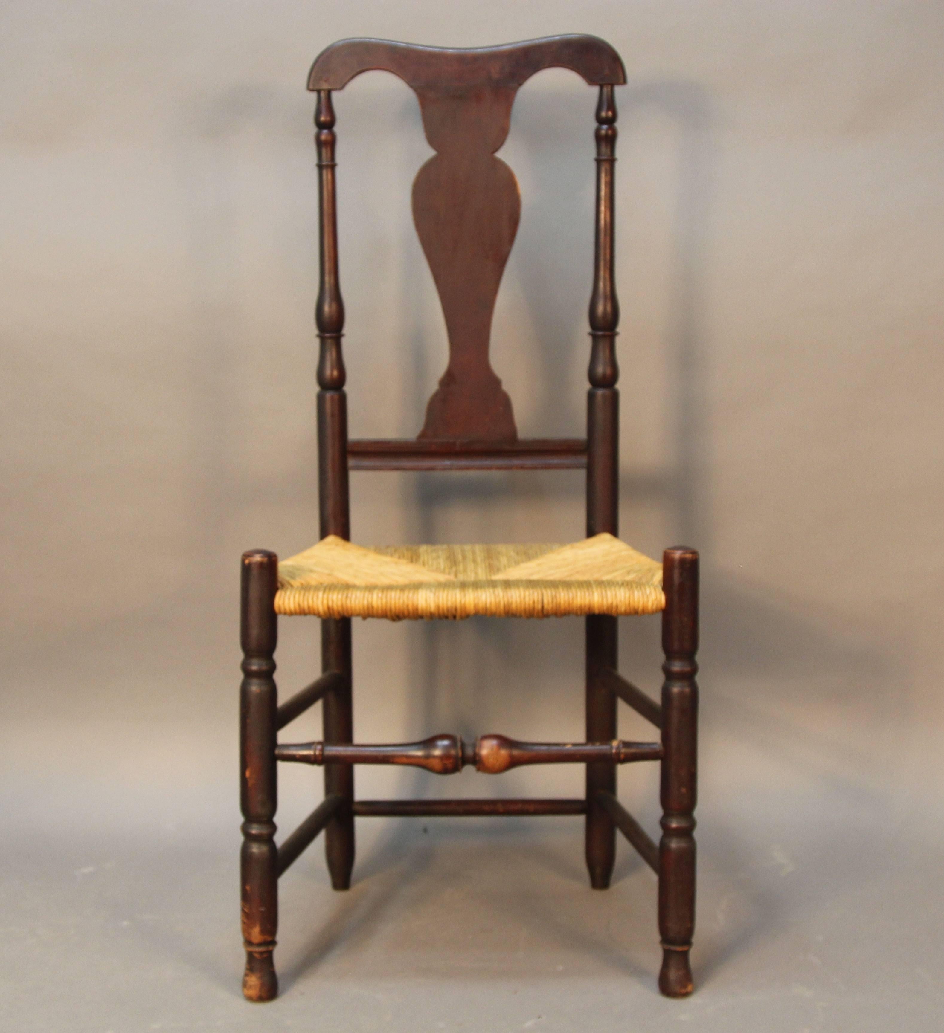 Set of Eight Early CT Country Queen Anne Chairs For Sale 3