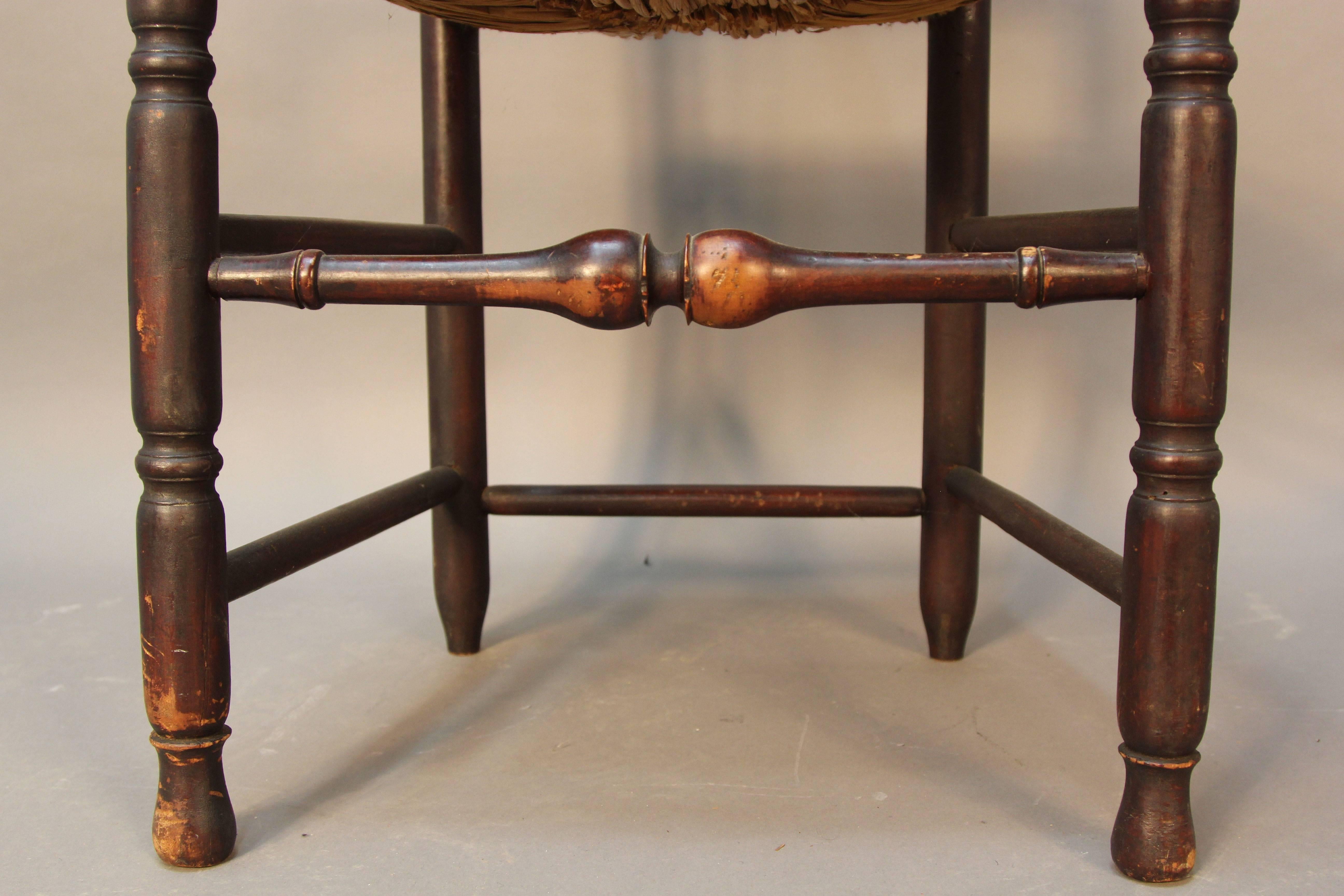 Rush Set of Eight Early CT Country Queen Anne Chairs For Sale
