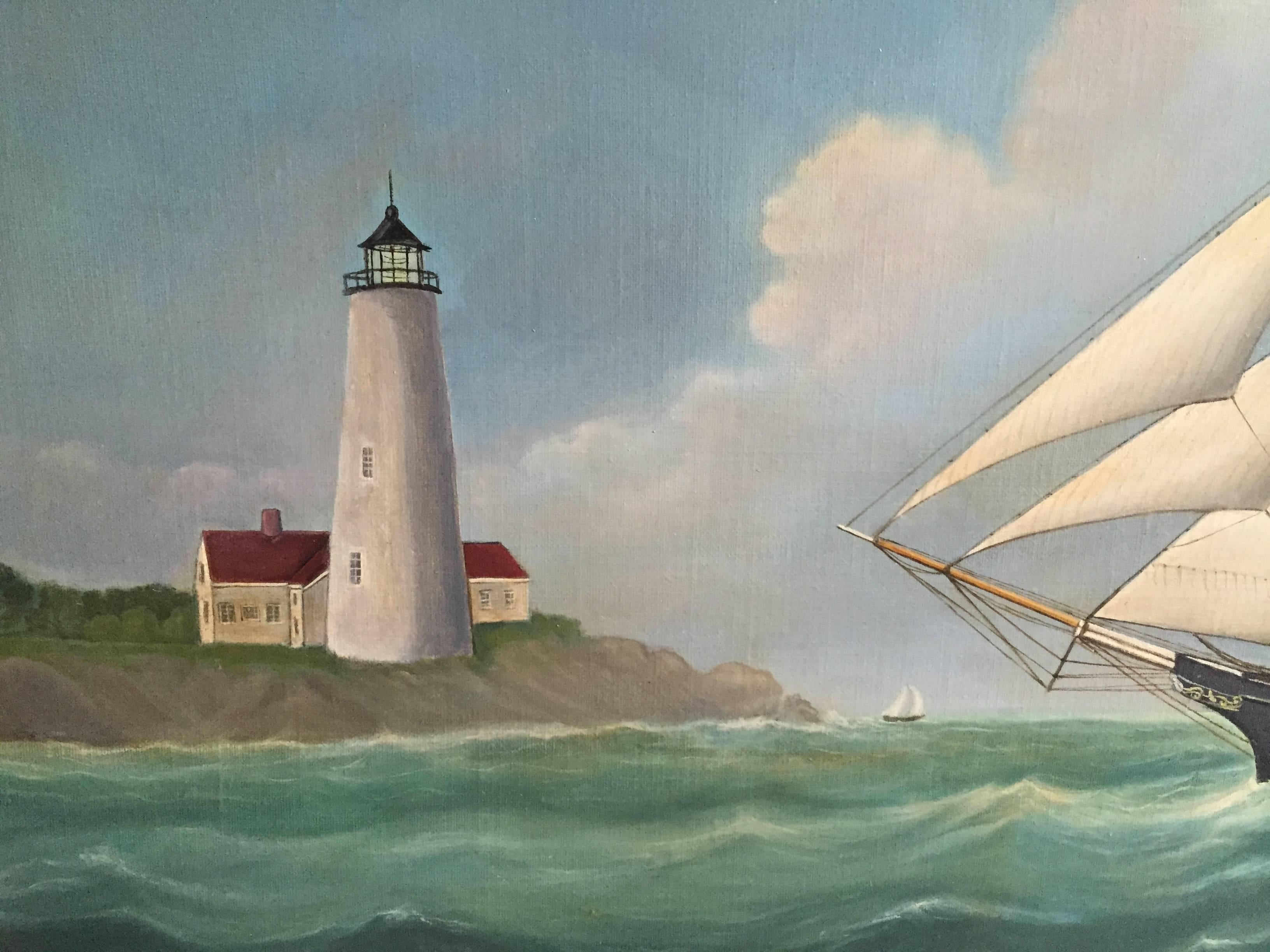 Reginald Nickerson (American, 1915-1999) Schooner NANTUCKET Marine Oil Painting For Sale 1