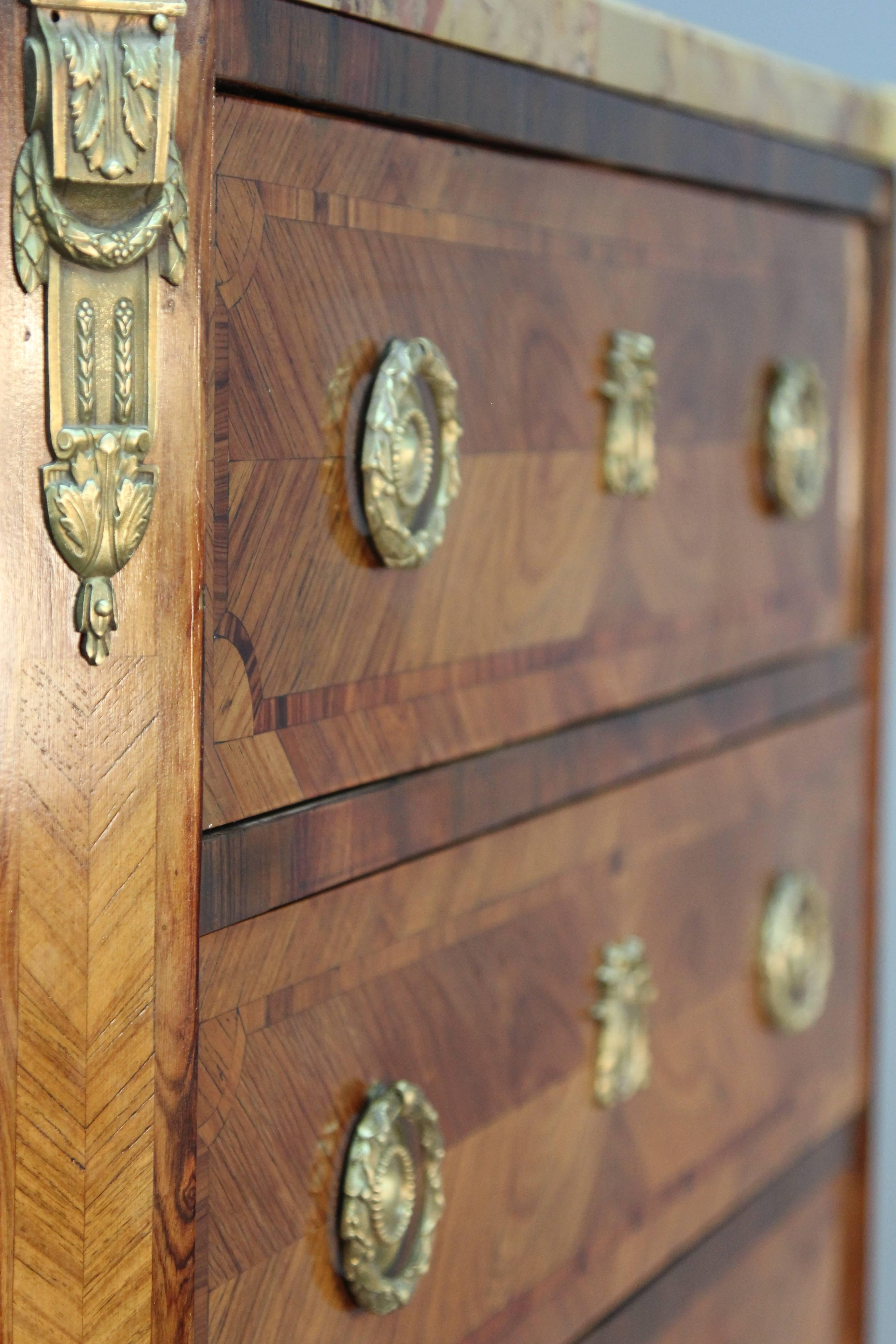 Late 19th Century French Lingerie Chest Semainier with Marble Top For Sale