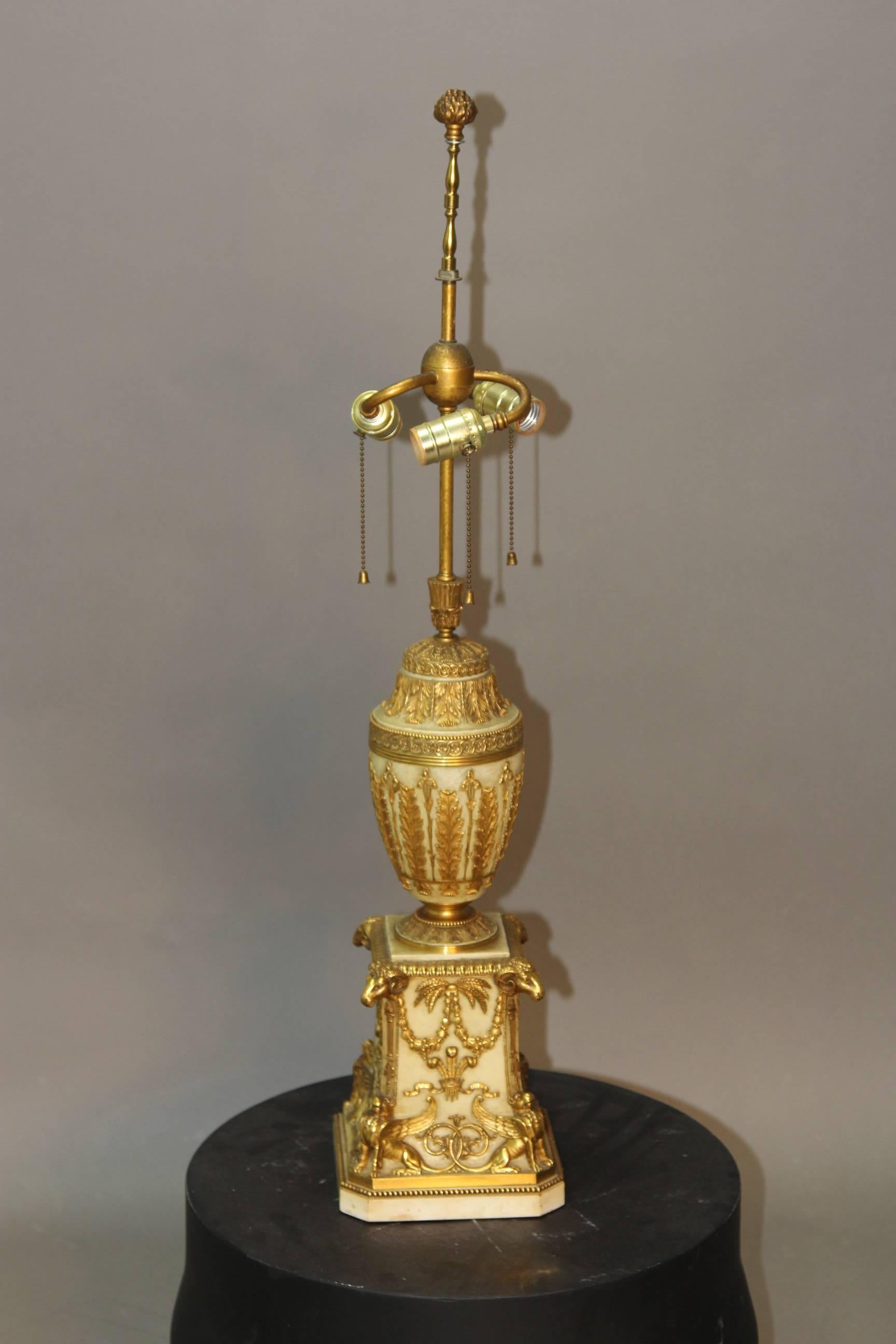 Antique E. F. Caldwell Gilt Bronze Lamp In Excellent Condition For Sale In Bridport, CT