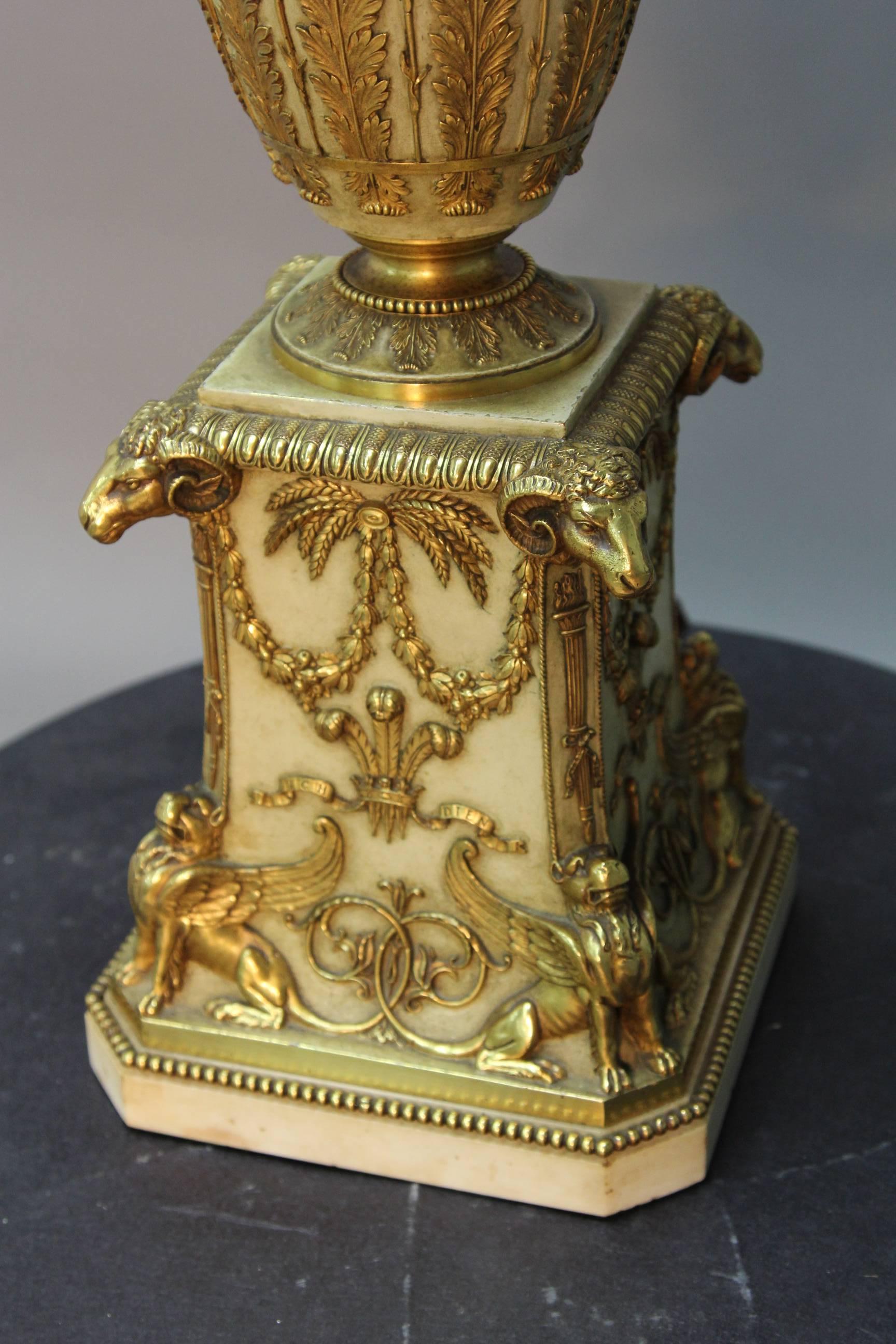 Antique E. F. Caldwell Gilt Bronze Lamp For Sale 5