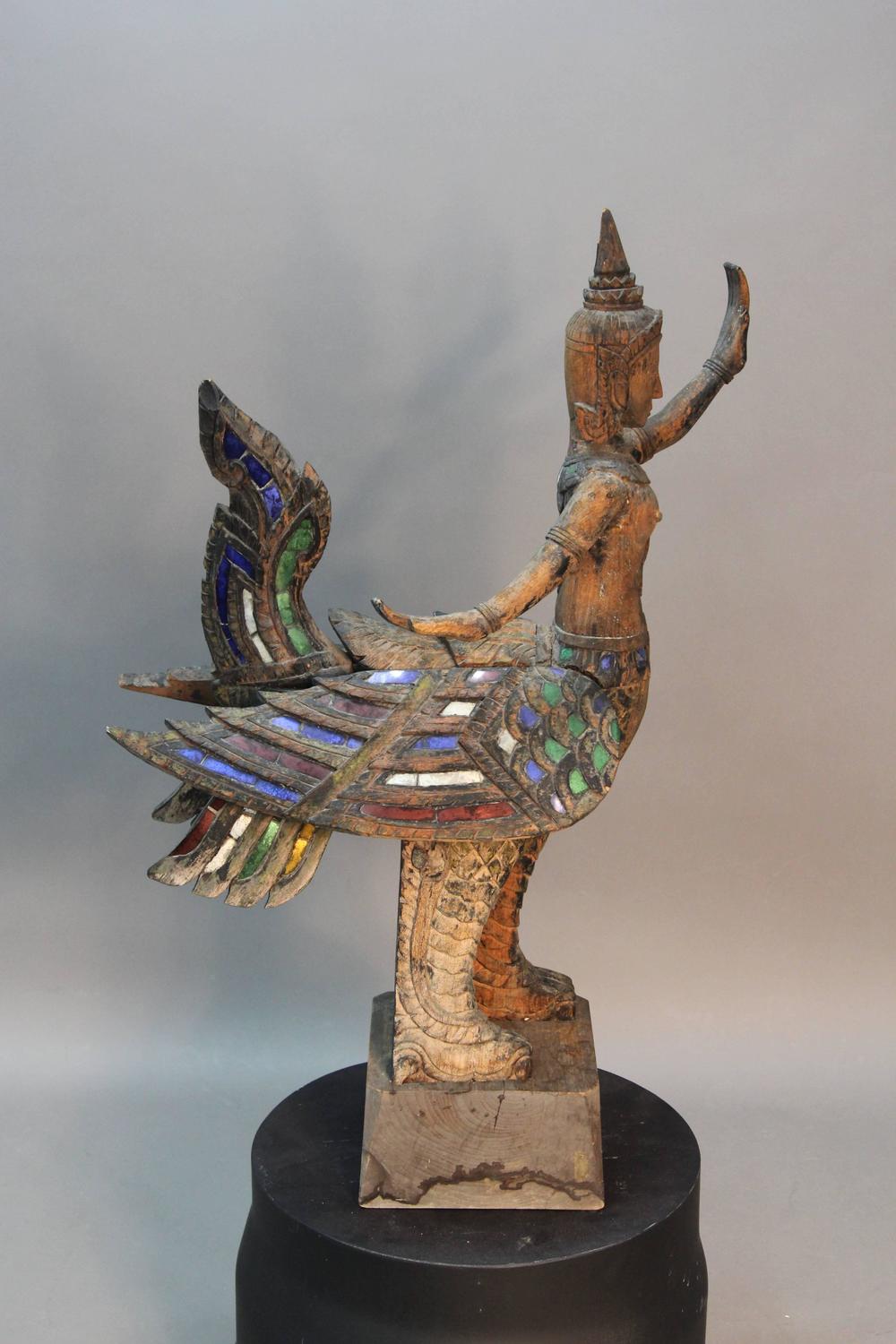 Large Antique Thai Wood Sculpture of Kinnara For Sale at 1stdibs