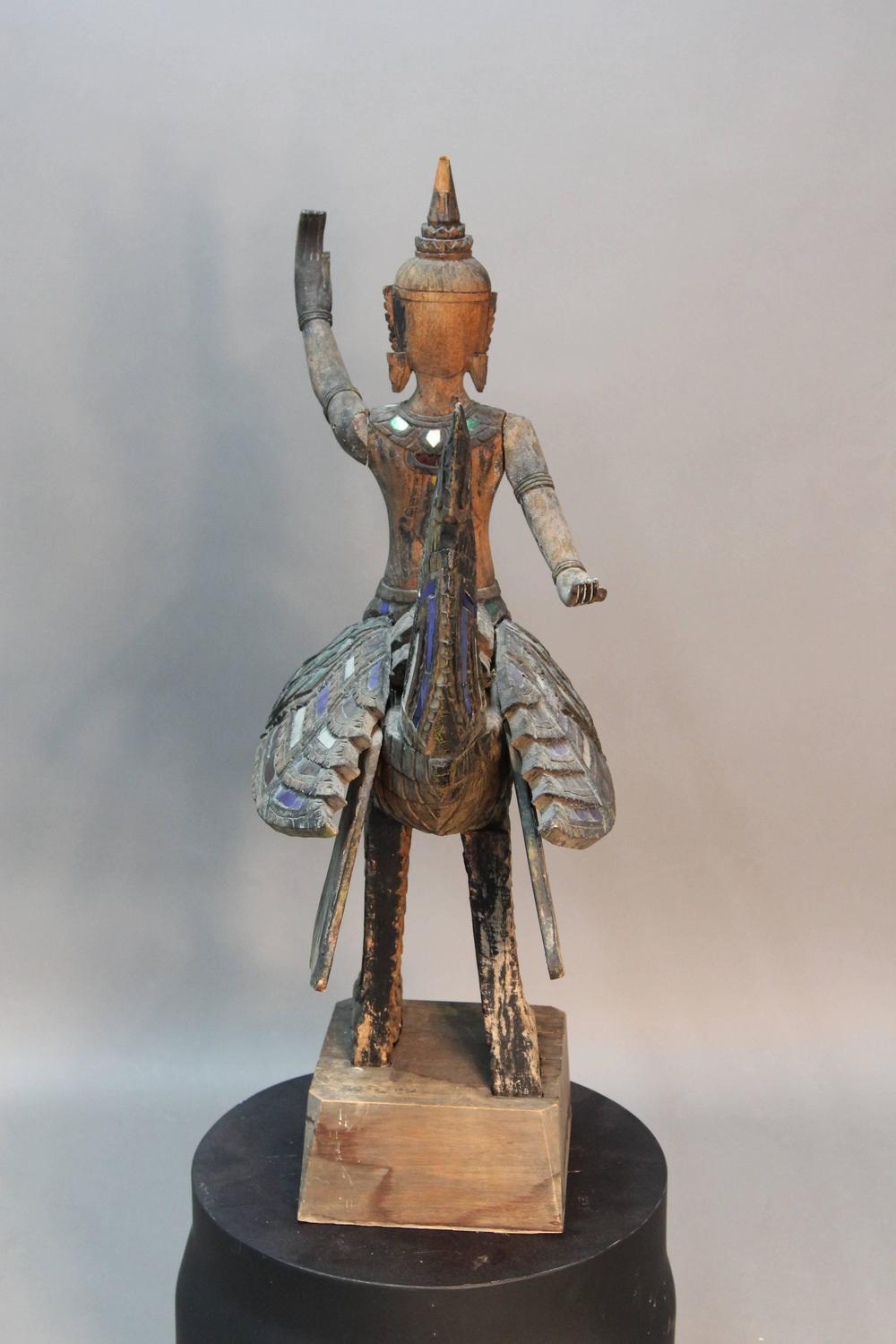 Large Antique Thai Wood Sculpture of Kinnara For Sale at 1stdibs