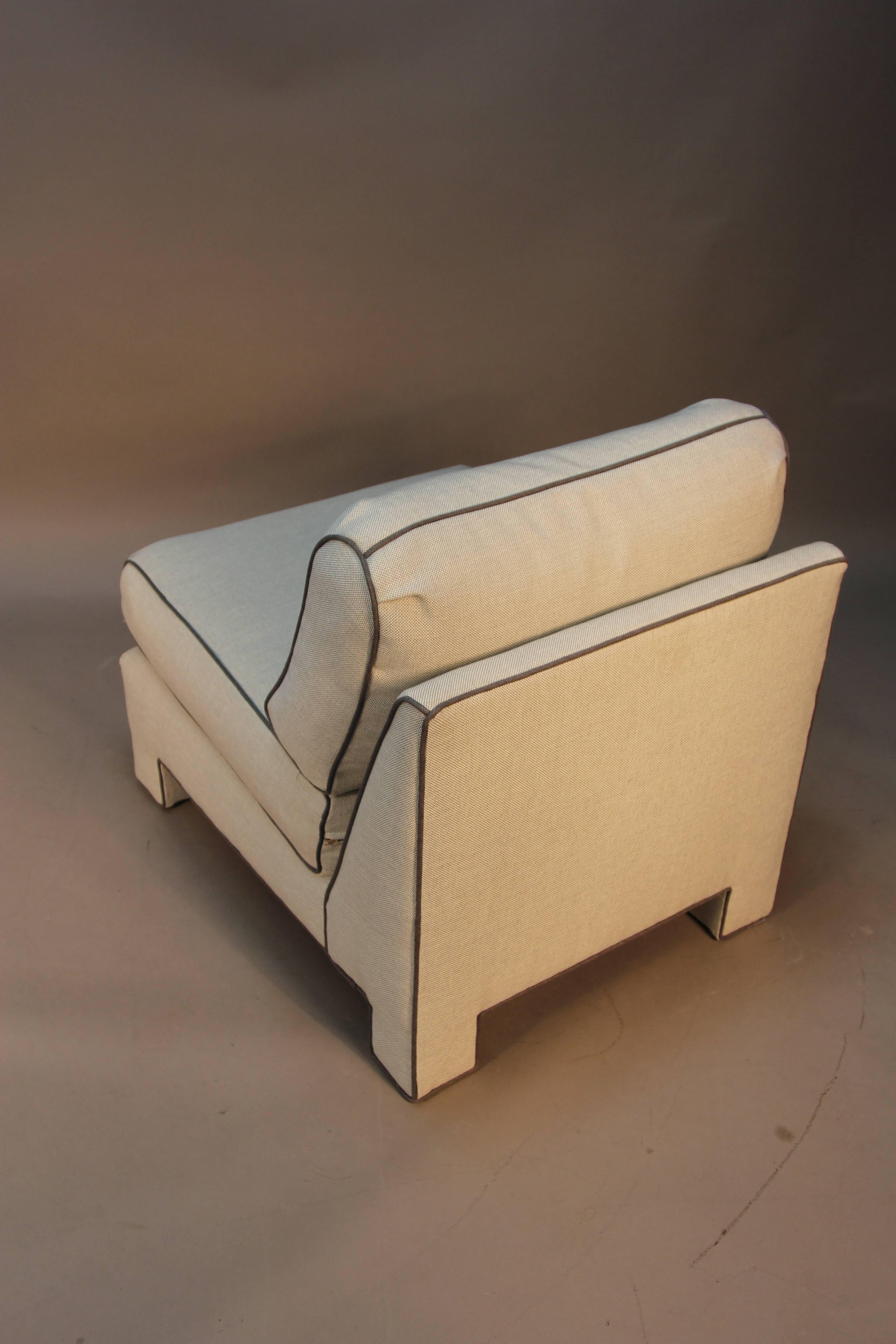 Mid-Century Modern Pair of Upholstered Billy Baldwin Slipper Chairs
