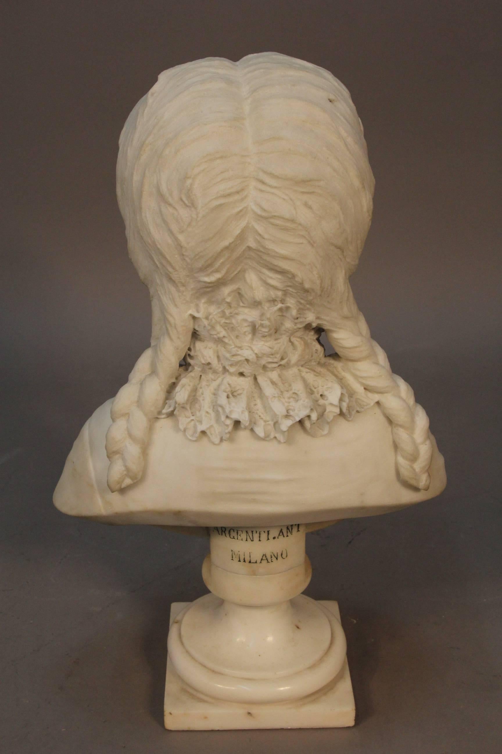 Late 19th Century Milano Marble Bust, circa 1800s For Sale