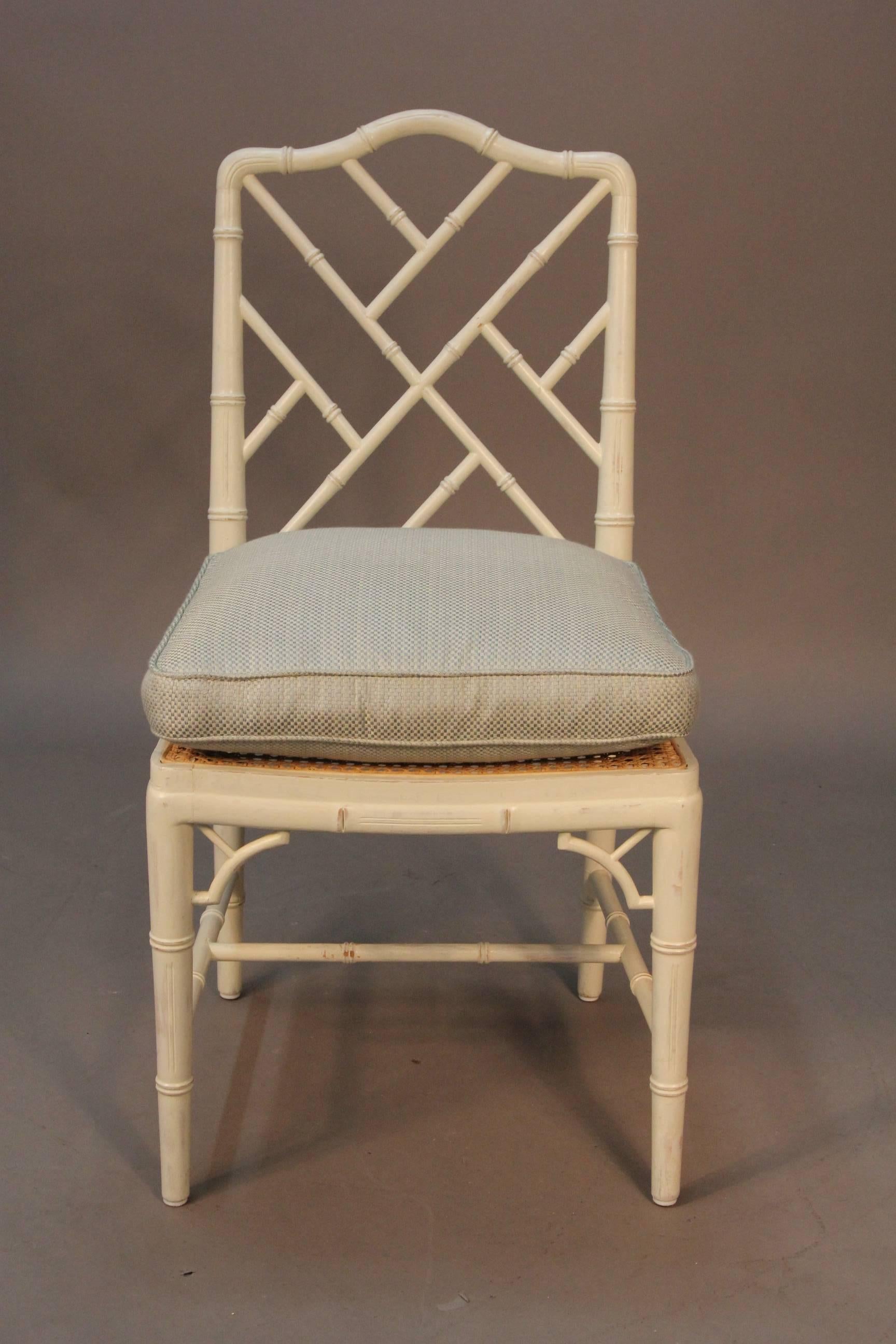 Chippendale Style Set of Six Faux Bamboo Chairs For Sale 2