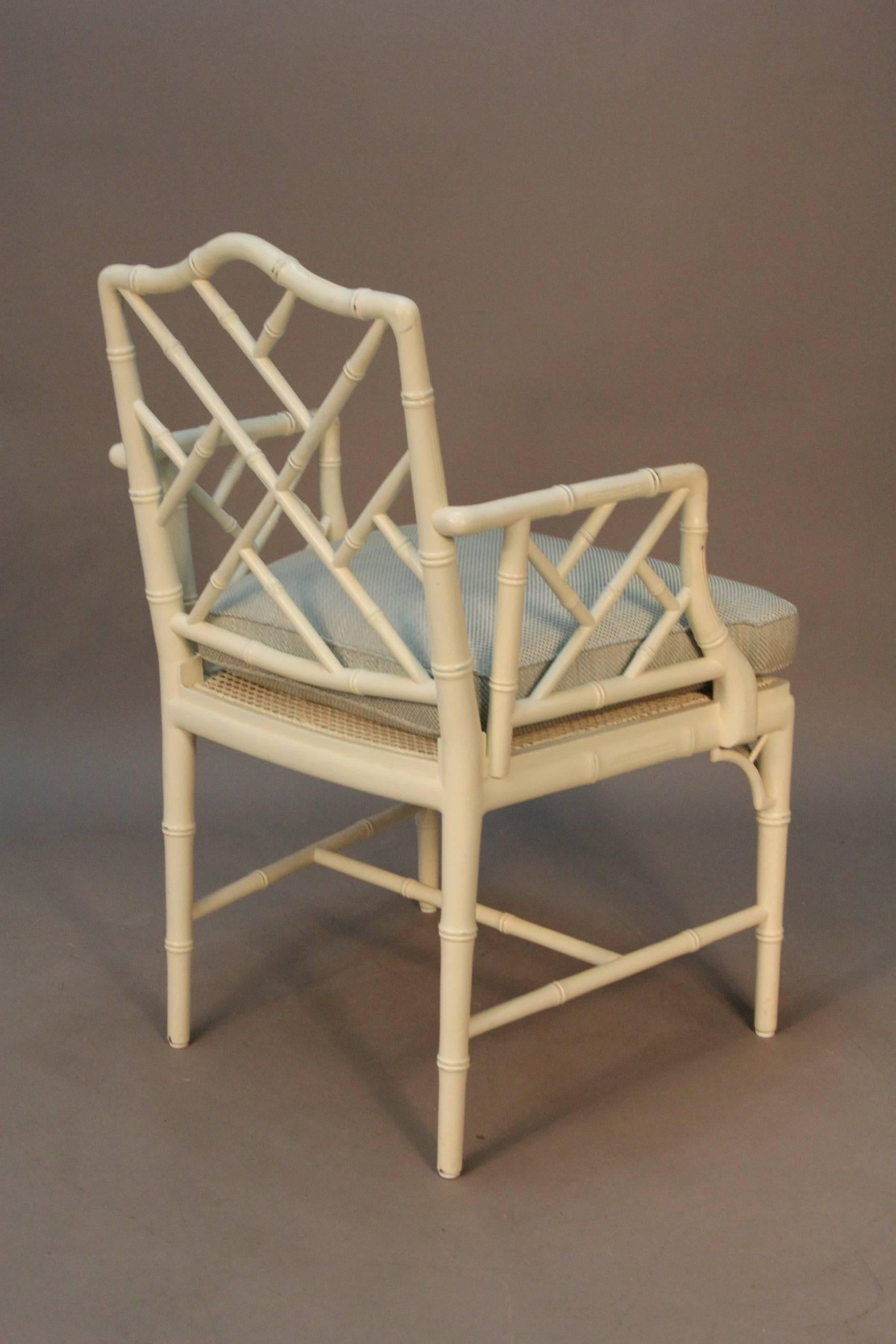 Chippendale Style Set of Six Faux Bamboo Chairs For Sale 1