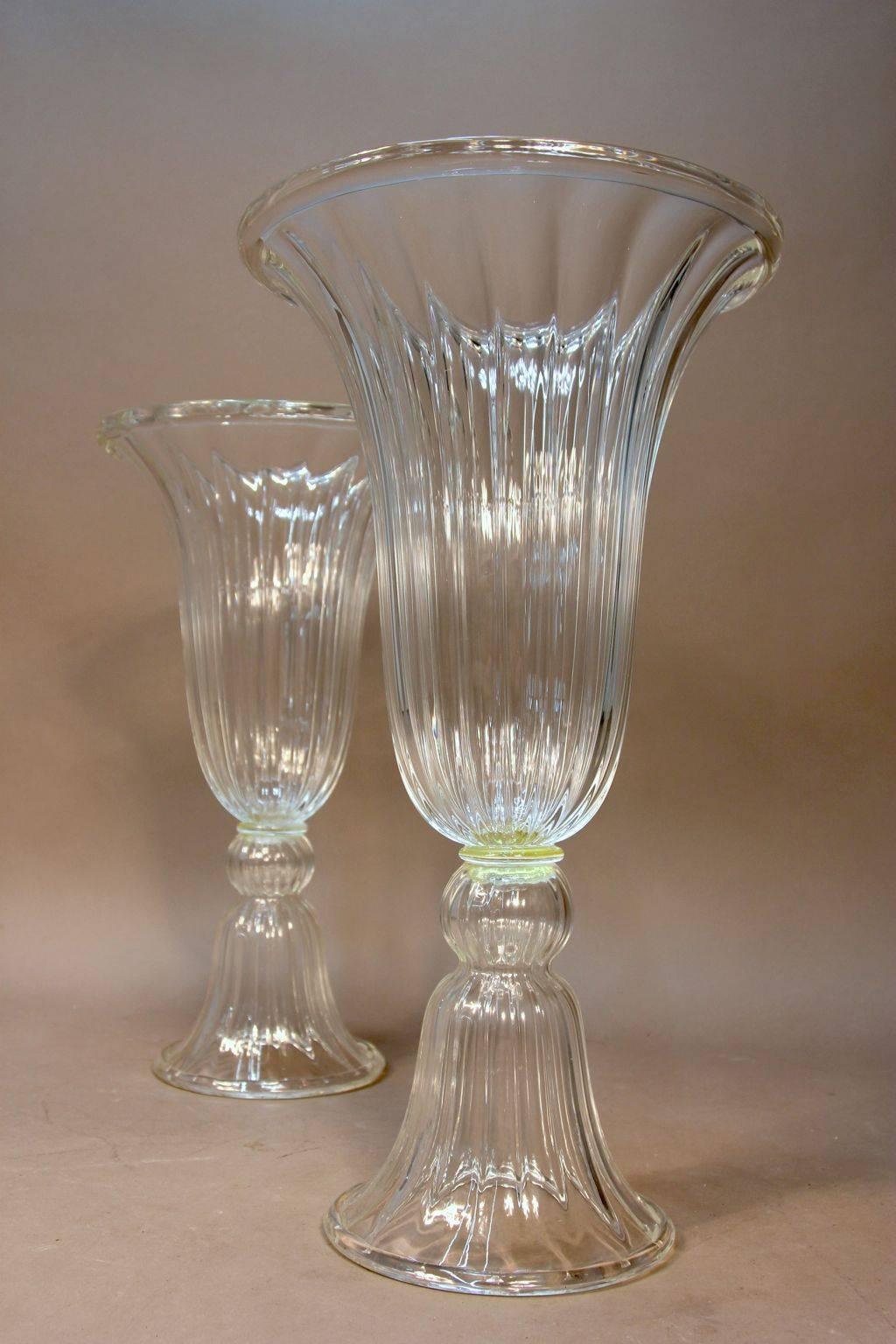 Imposing Pair of Murano Glass Vases In Excellent Condition For Sale In Bridport, CT