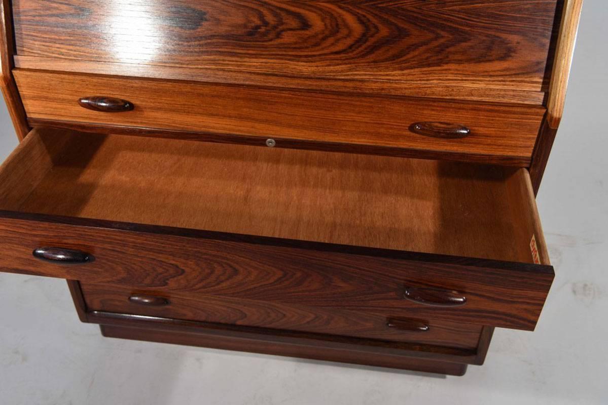 Danish Dyrlund Rosewood Vanity Chest of Drawers with Tambour Front For Sale