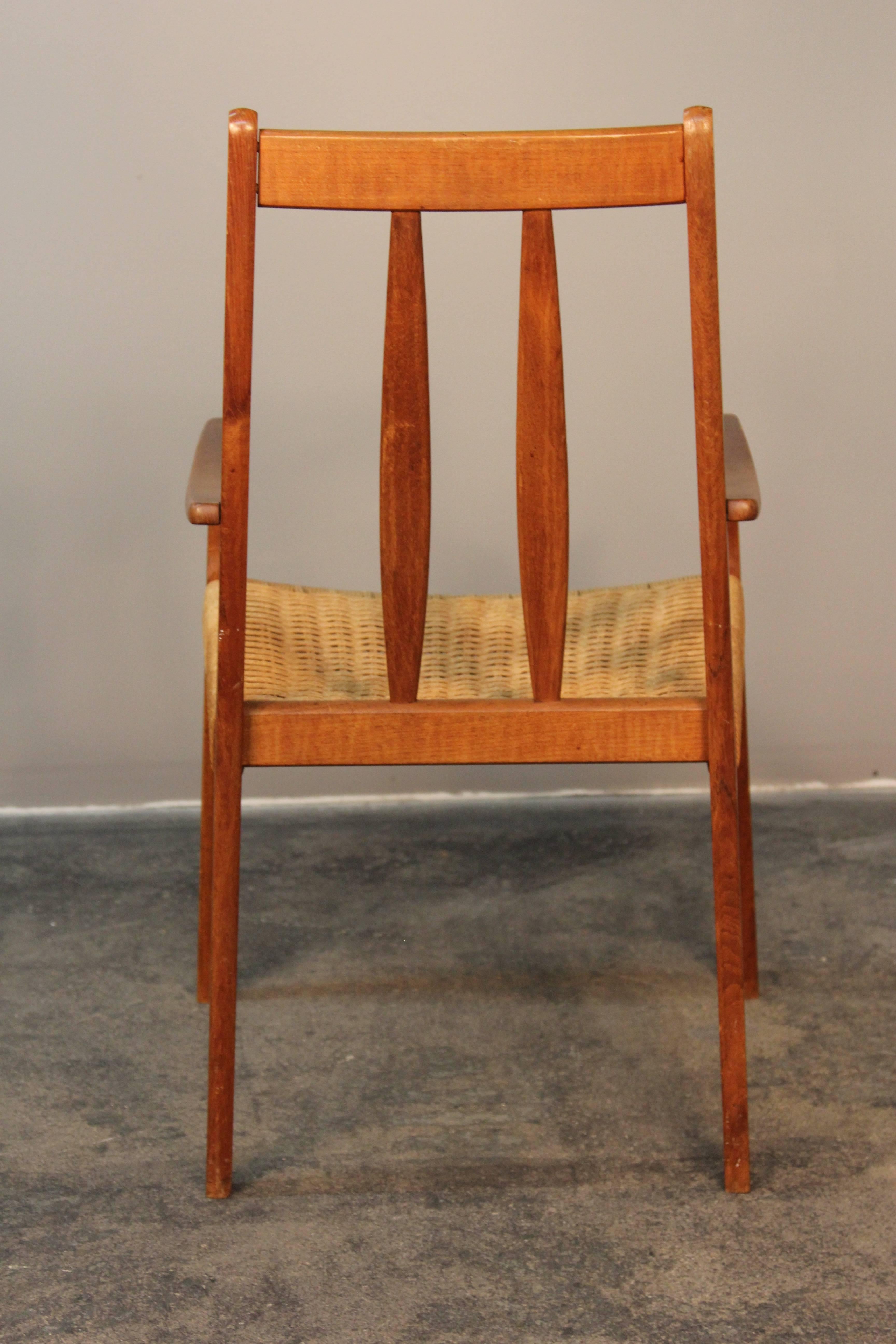 Pair of Danish Teak High Back Armchairs with Danish Cord Seats For Sale 3